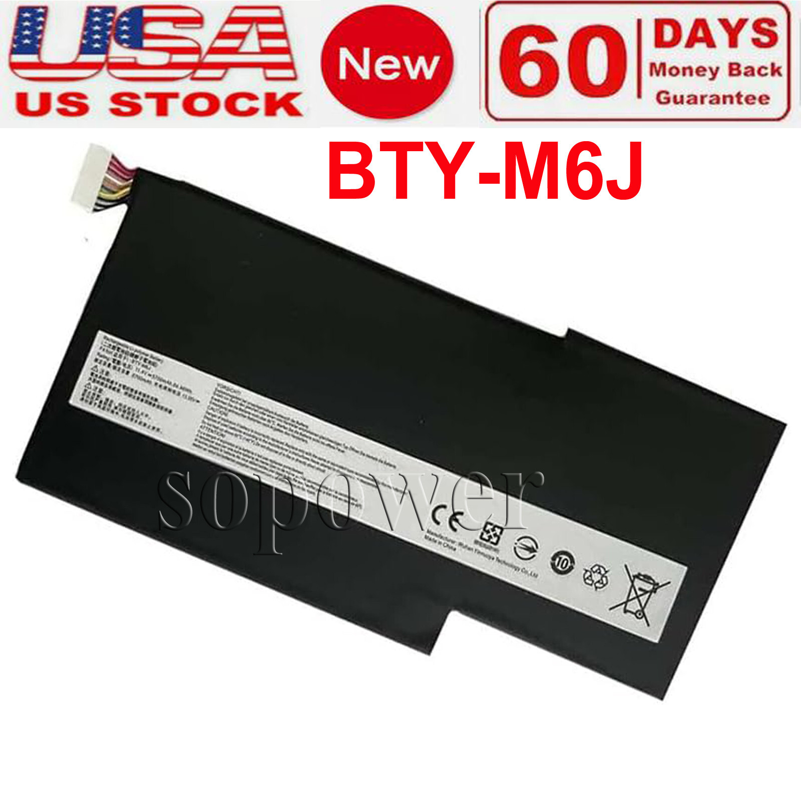 for MSI BTY-M6J BTY-U6J Battery WS63VR 7RL MS-16K4 MS-17B1 MS-16K5 MS-16K2