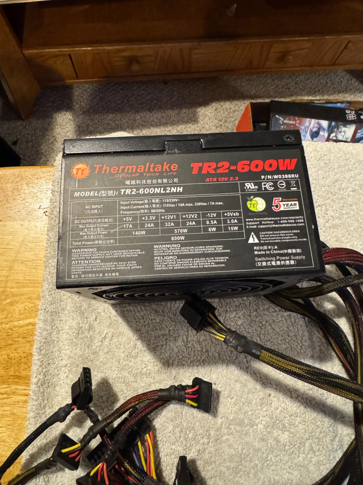 Thermaltake TR2-600NL2NH 600W ATX Power Supply – PARTS/REPAIR UNKNOWN WORKING