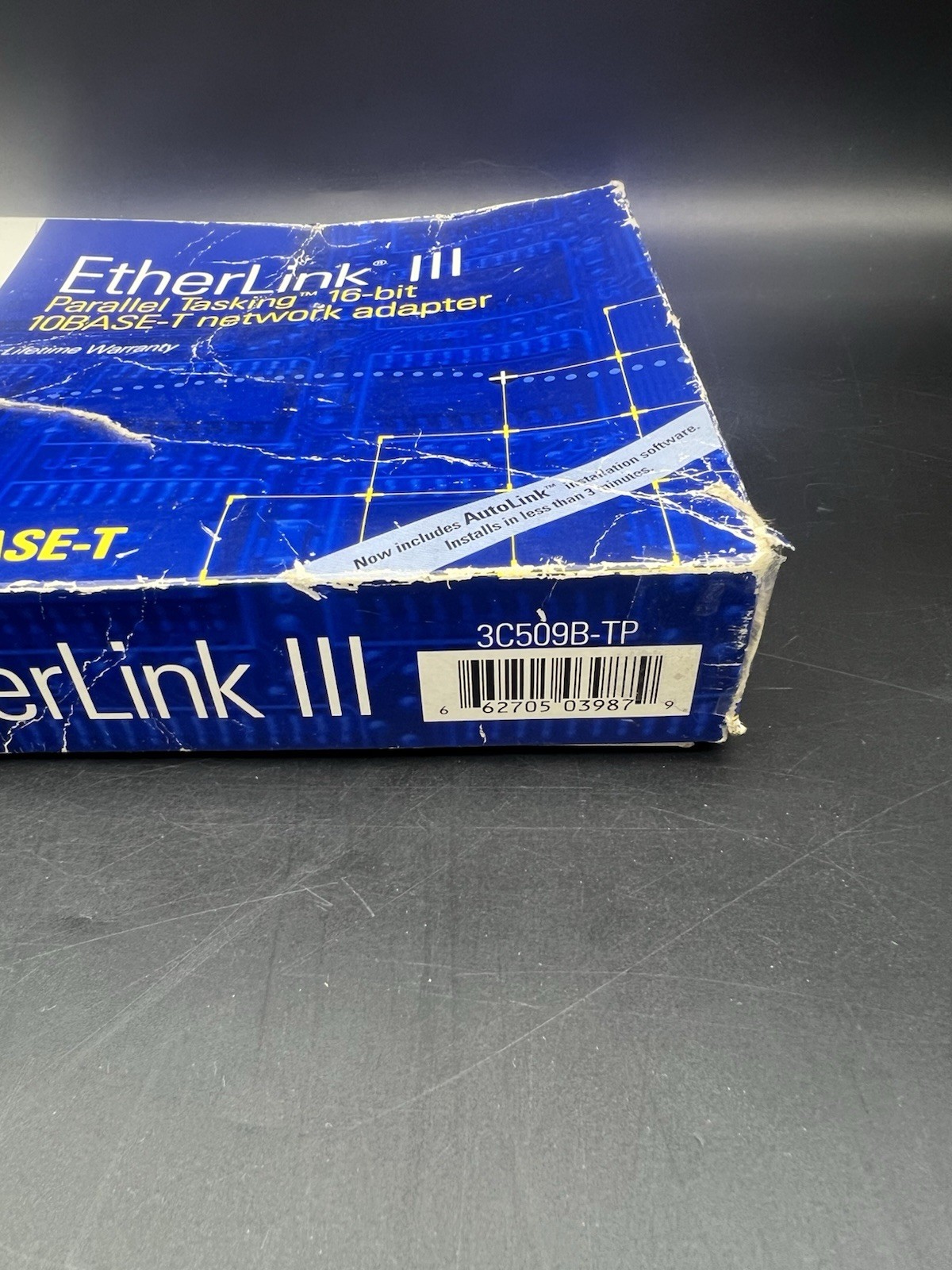 3Com EtherLink III 3C509B-TP ISA 10BASE-T Network Adapter w/ Box Untested