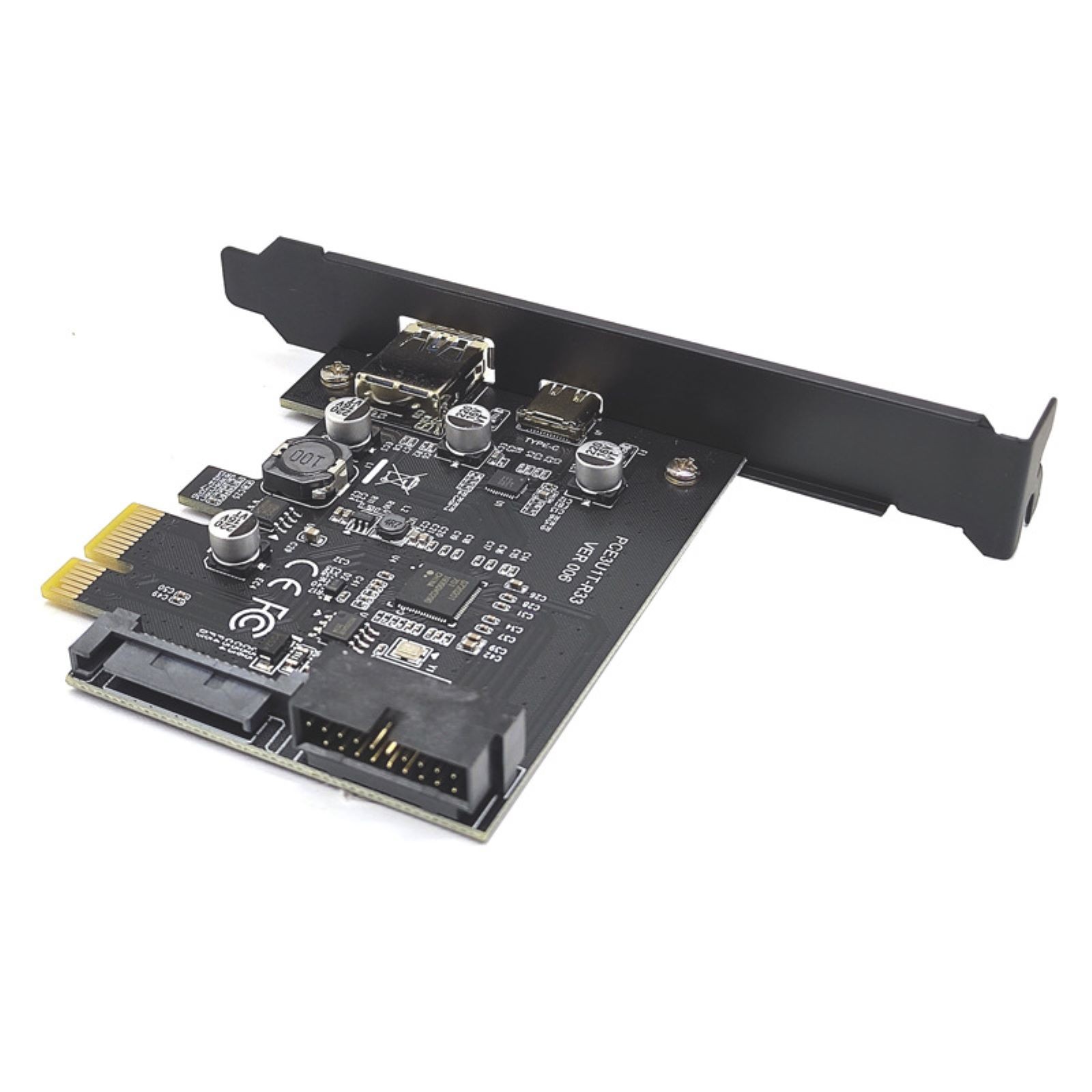 PCI-E 1X to USB 3.2 Gen1 5Gbps 2 Ports Type C Type A Expansion Card With 19PIN