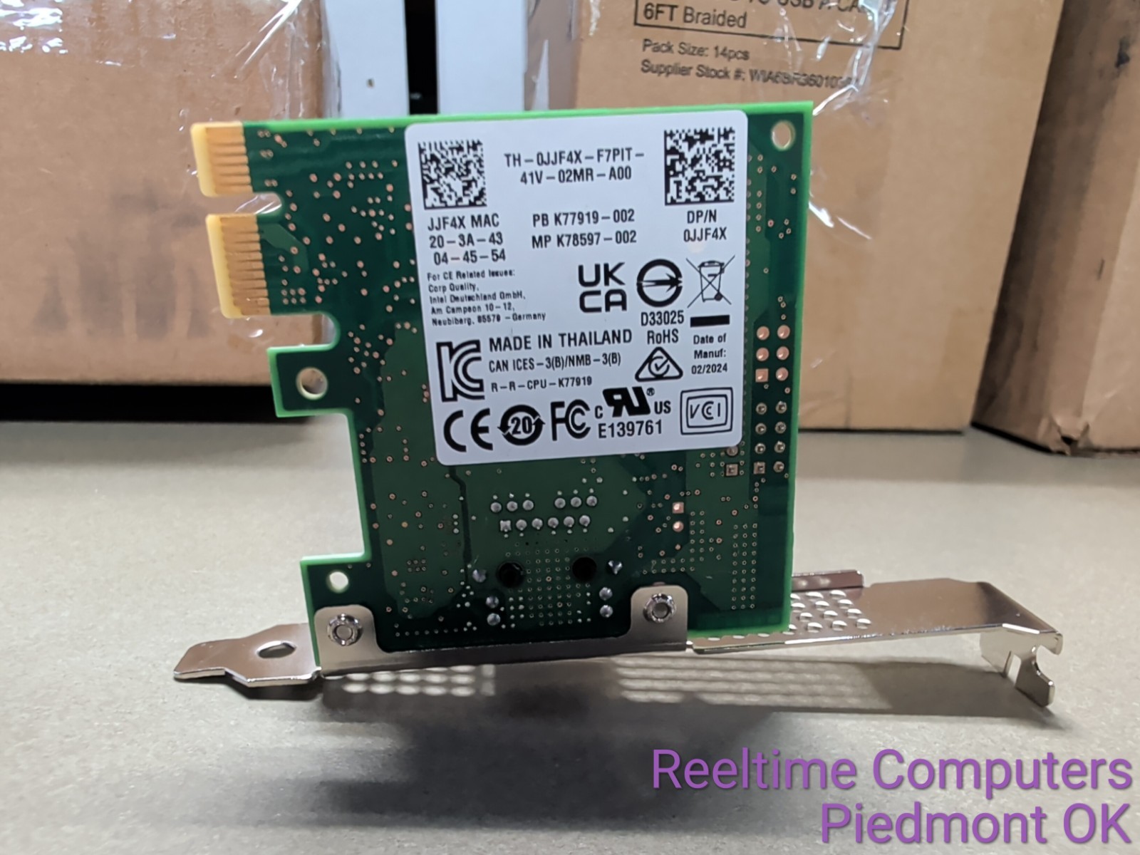Dell Intel I225-T1 2.5GbE PCIe x1 RJ45 NIC JJF4X 0JJF4X Full Height