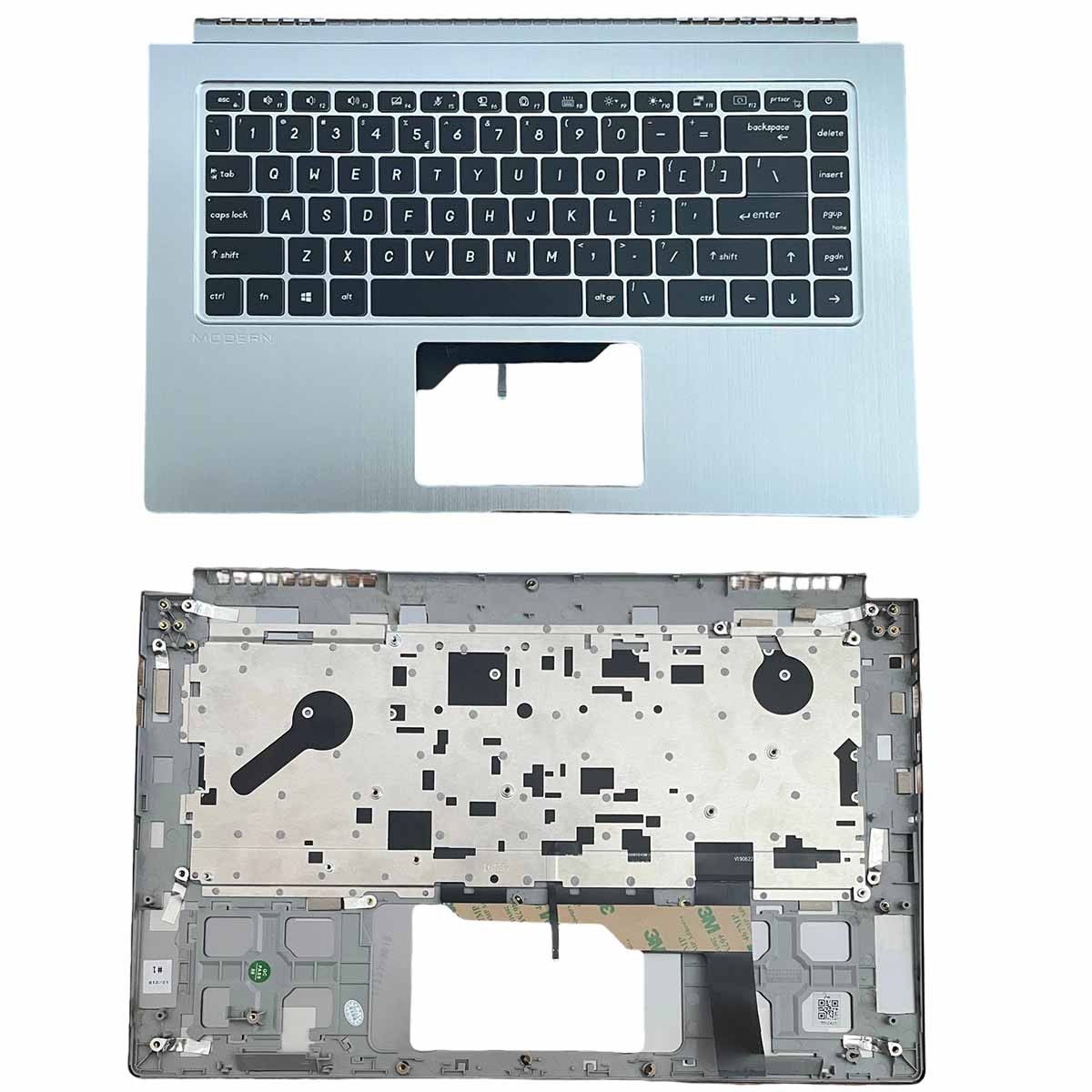 Palmrest Keyboard For MSI Modern 15 MS-1551 15.6in Upper Case Cover Silver US
