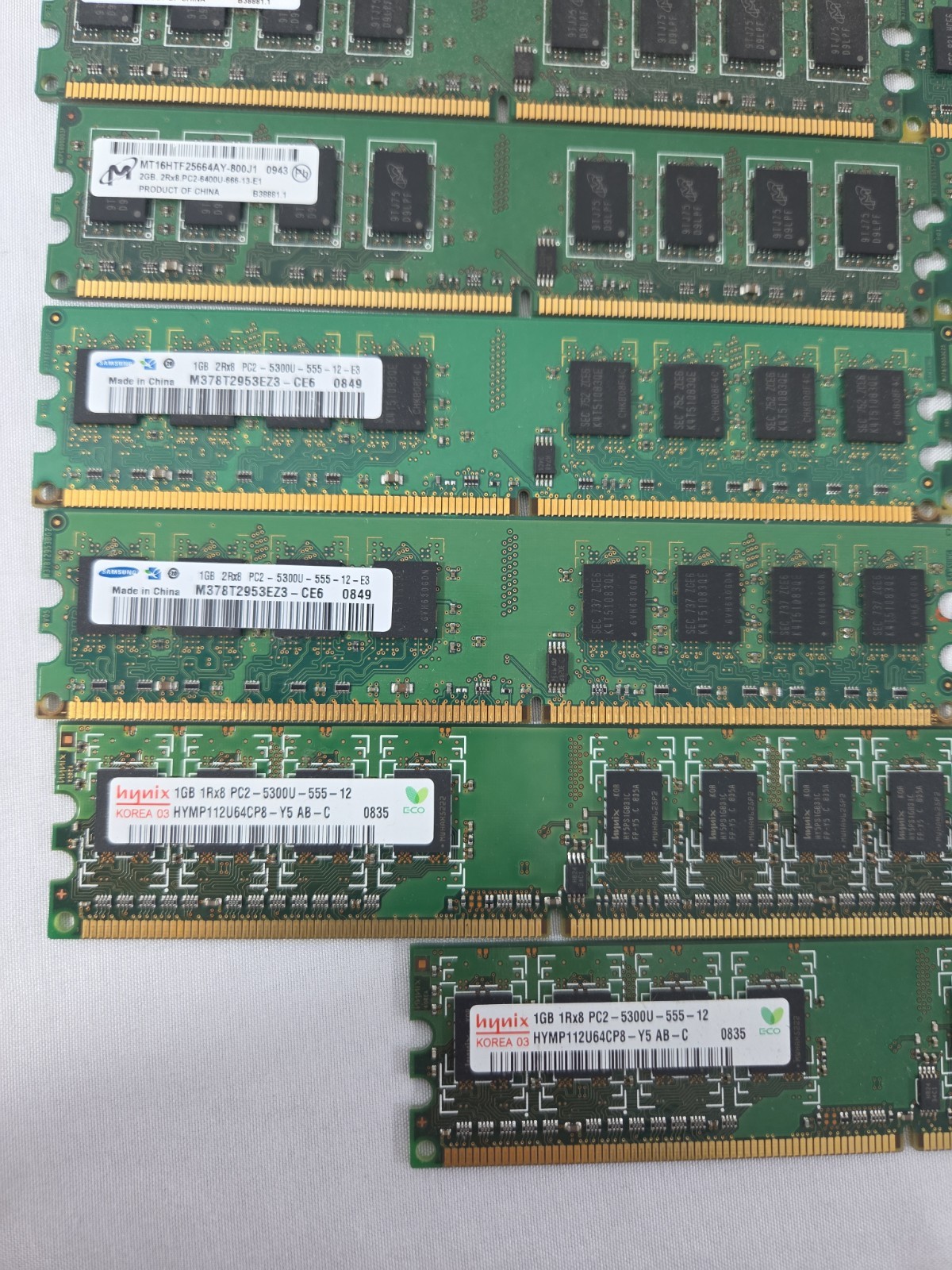 Lot of 11 Mixed Brand & Speed PC2- 1GB + 2GB DDR2 Desktop RAM 6400U + 5300U