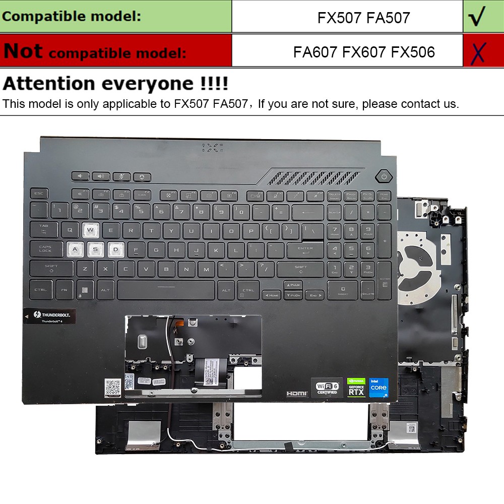 For ASUS TUF Dash 15 FA507 FX507 FX517ZM Palmrest Backlit Keyboard 90NR0951-R31