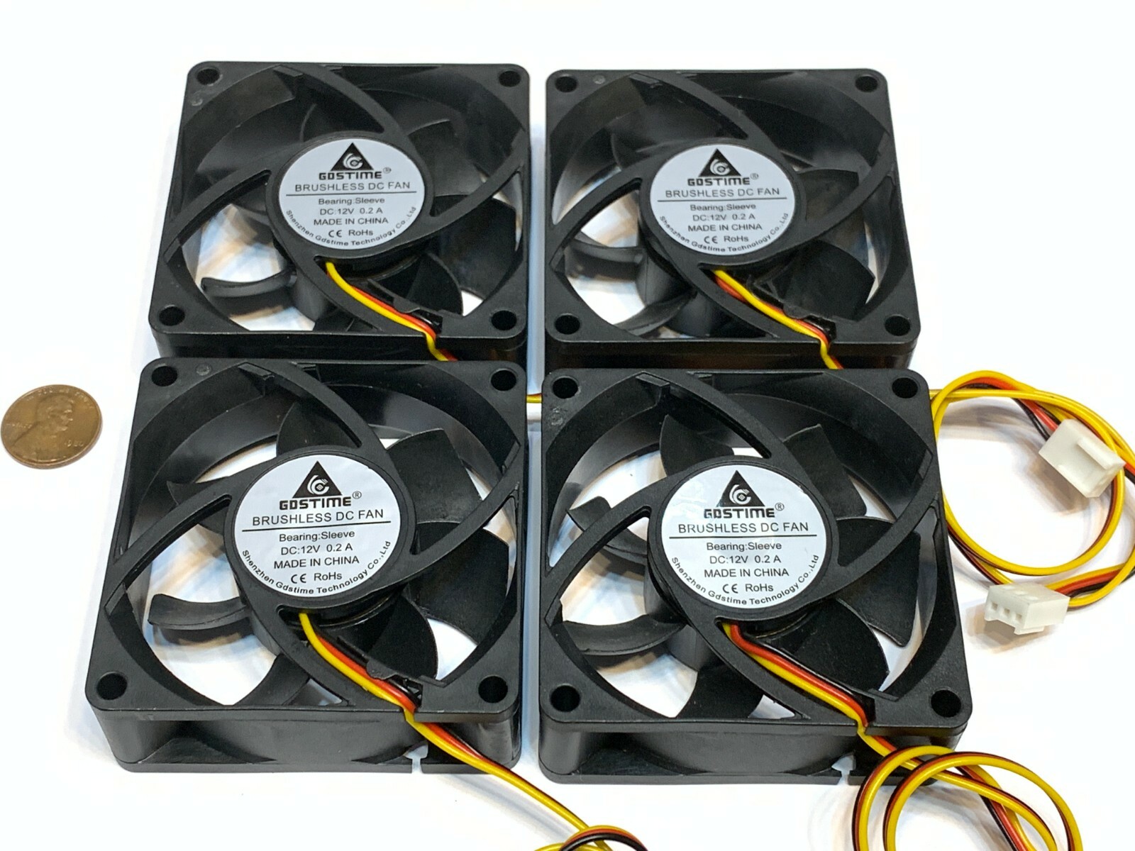 4 pieces 7025 GDStime 7cm 70mm DC 12v Brushless Cooling 3pin Blower Fan A34