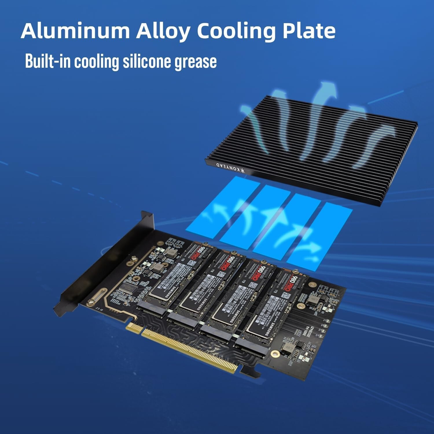 PCIe 4.0 Expansion Card for 4 NVMe M.2 SSDs with Heatsink – High Speed=$