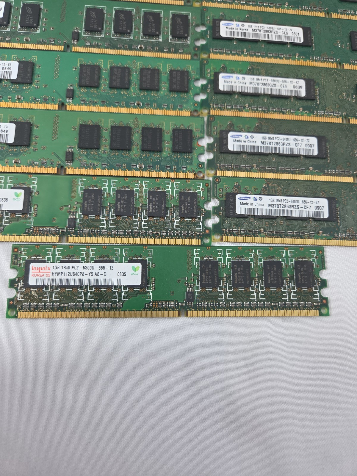 Lot of 11 Mixed Brand & Speed PC2- 1GB + 2GB DDR2 Desktop RAM 6400U + 5300U