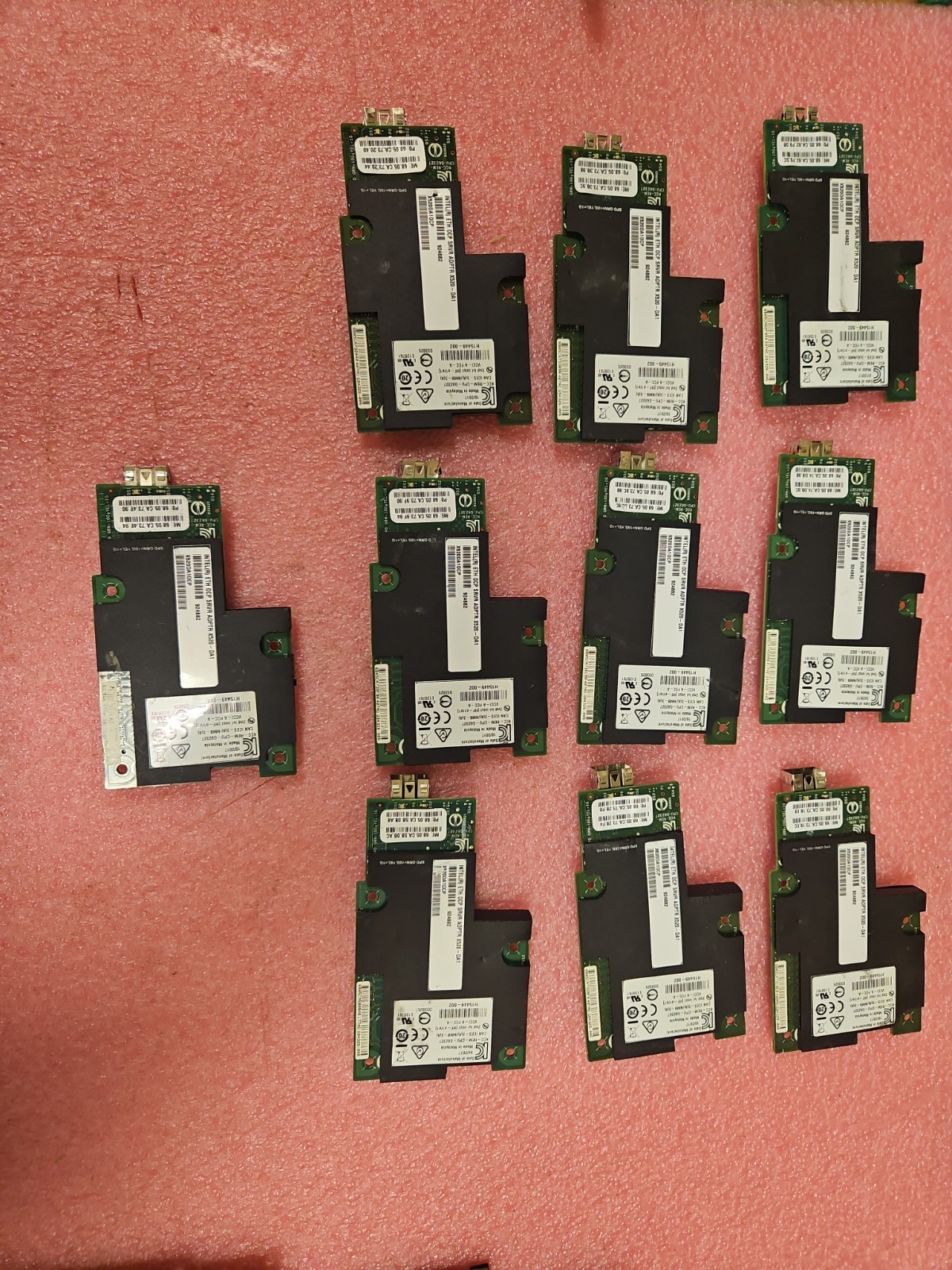 Lot Of 10 Intel X520DA1OCP 10GBps Fiber Internal Network Adapter – Black/Green