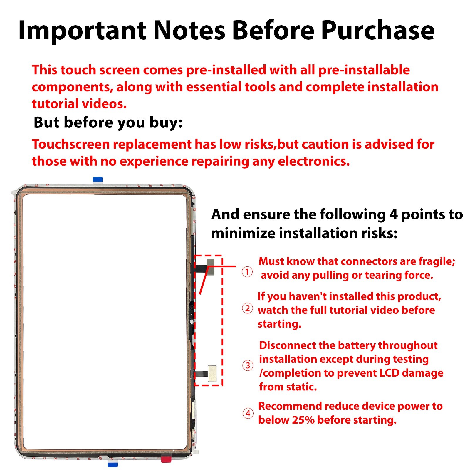 Premium-Quality for iPad 10th Screen Replacement Digitizer Touch Glass for 2022