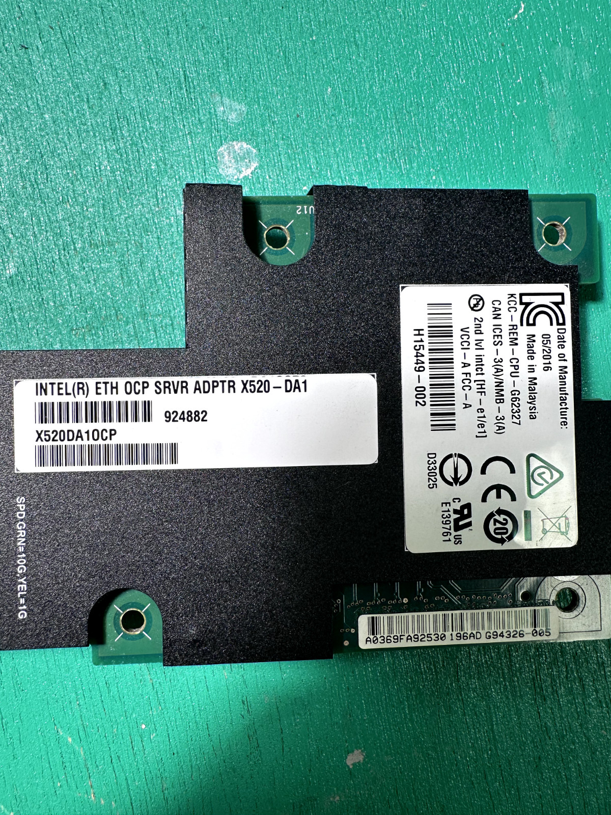 Intel X520-DA1 Single Port 10Gb SFP+ PCIe Network Server Adapter