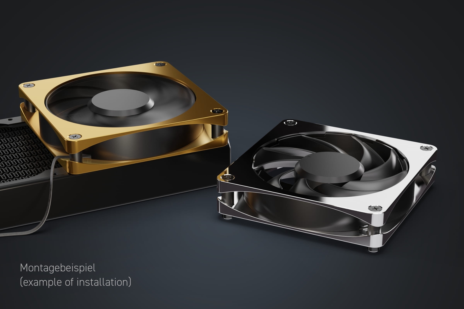 Alphacool Apex Stealth Metal Fan, 2000 RPM, Chrome, 2-pack