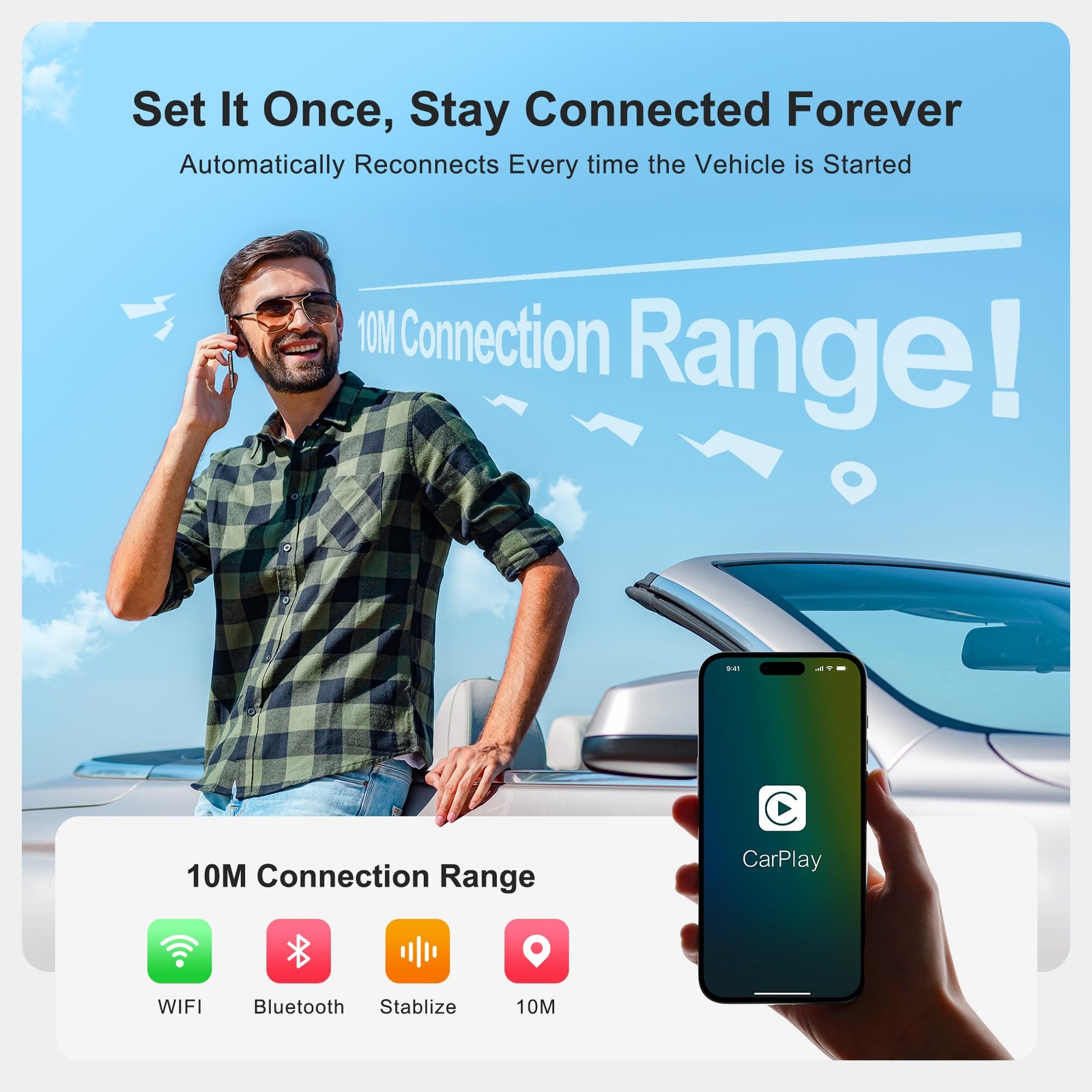AI Box CarPlay, 3-in-1 Wireless CarPlay Adapter & Android Auto for T11, Black