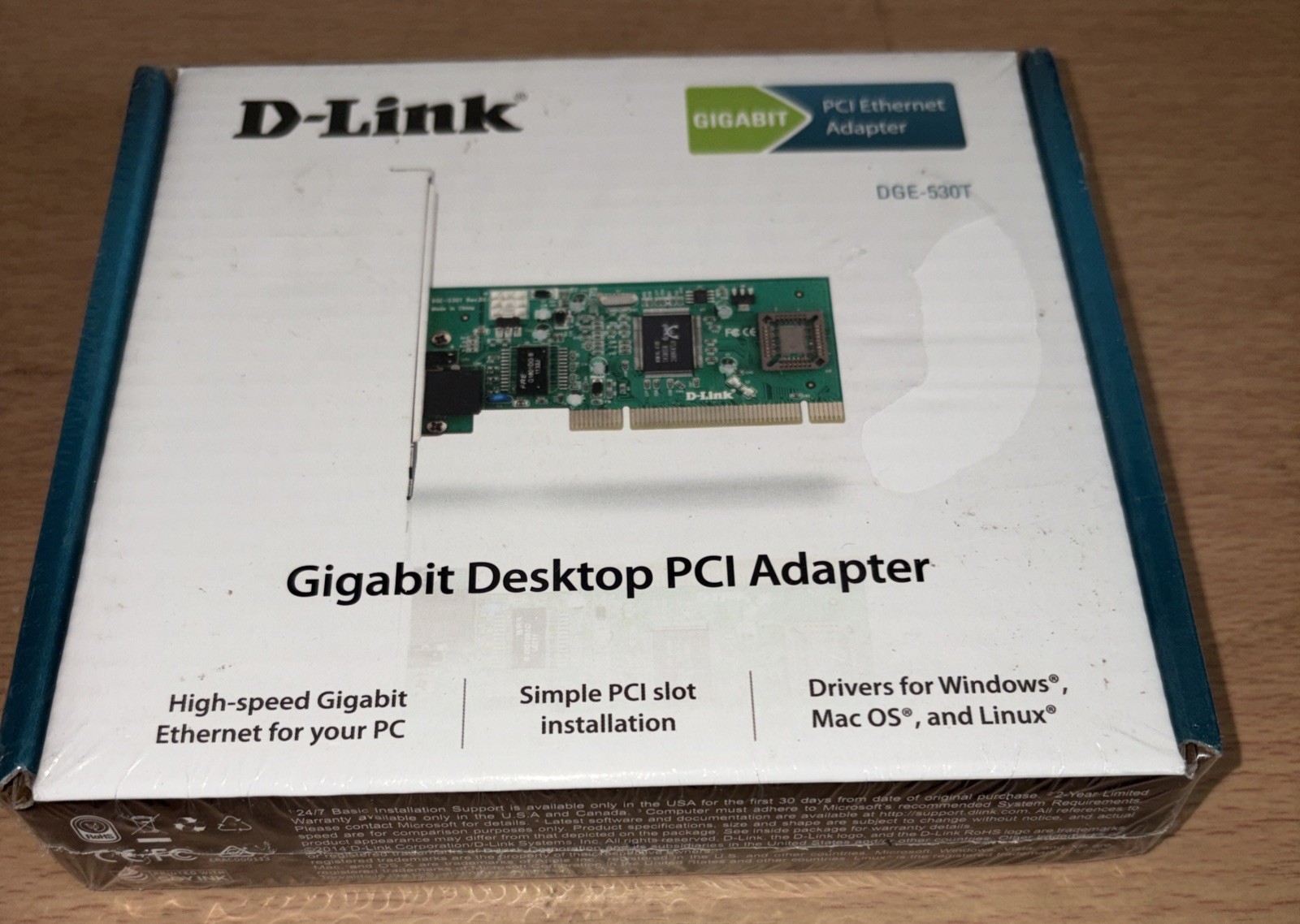 new D-Link 10/100 Mbps Gigabit Ethernet Desktop Adapter DGE-530T W-4O