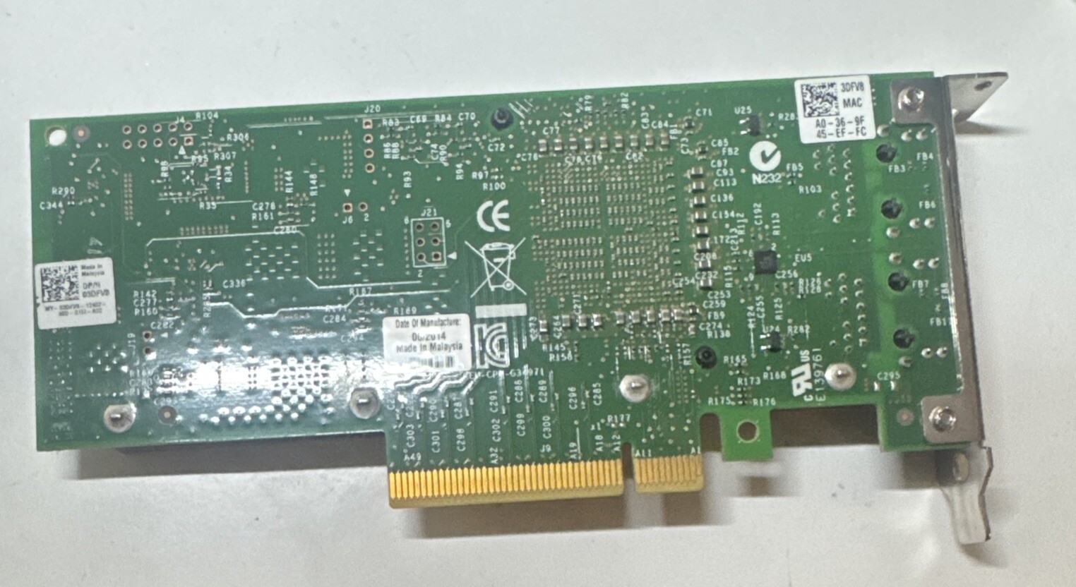 Genuine Dell/Intel X540-T2 Dual Port 10GbE Converged Network Adapter 3DFV8 Long