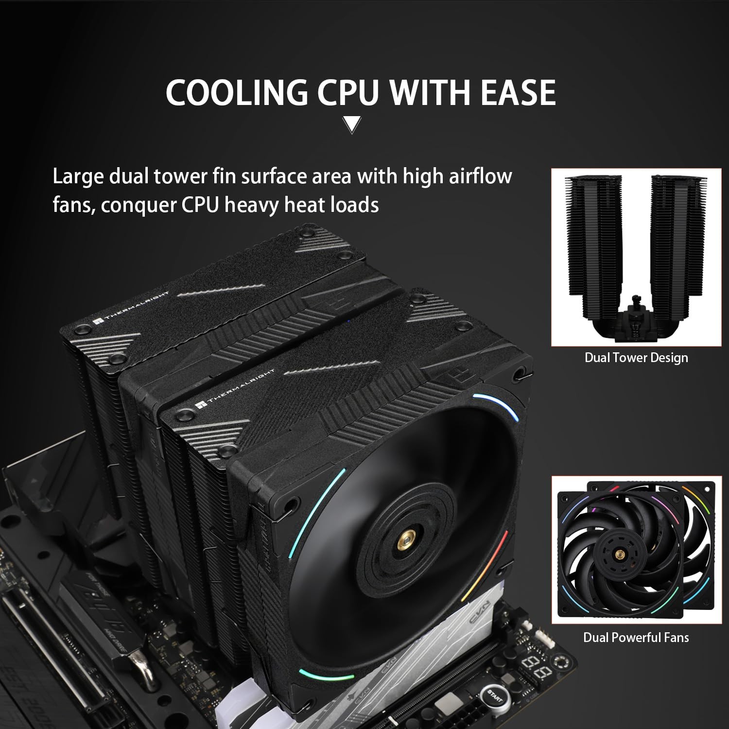Phantom Spirit 120 EVO CPU Cooler,7×6mm Heat Pipes CPU Air Cooler,Dual PWM Fan