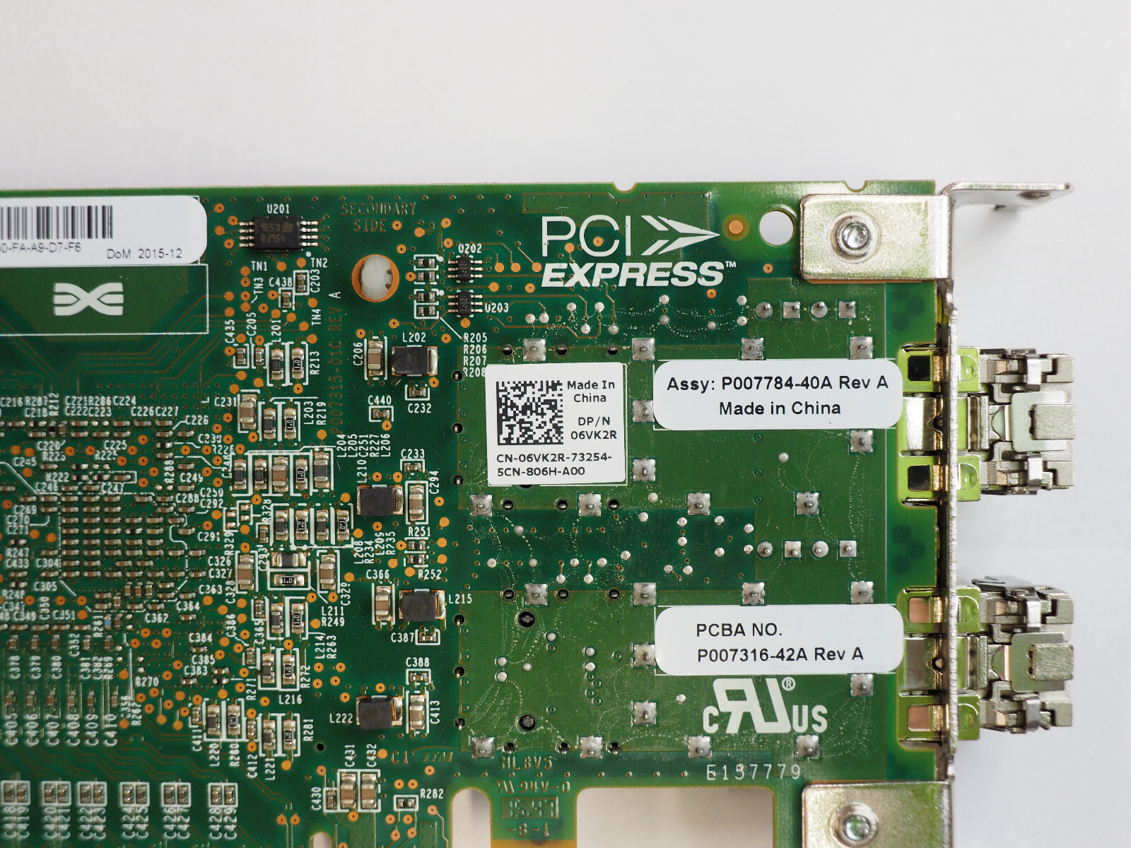 Dell 6VK2R Emulex LPE16002 16GB Dual Port Host Bus Adapter Server Card w/ 2 SFP