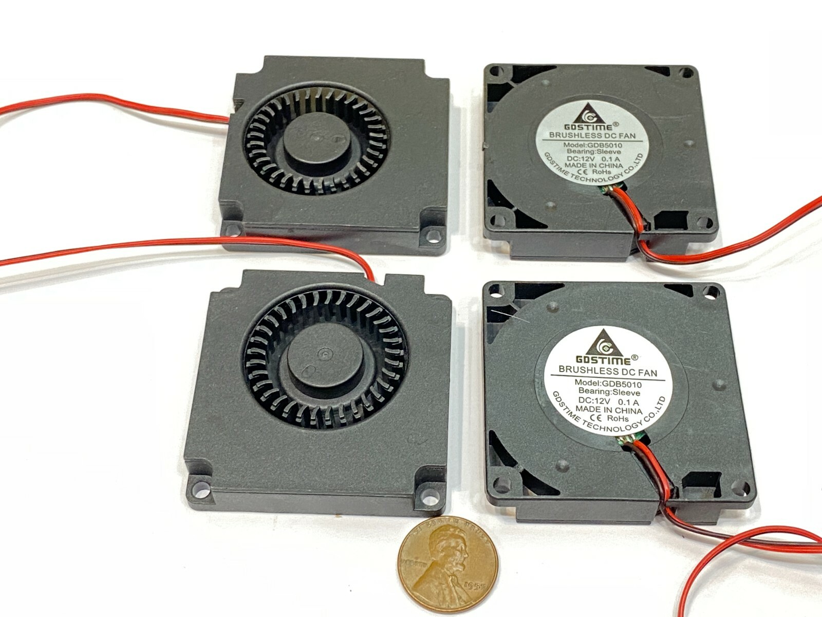 4 Pieces 12V Blower Fan 5010 5cm cooling 50mm x 10mm 2pin quite silent E31