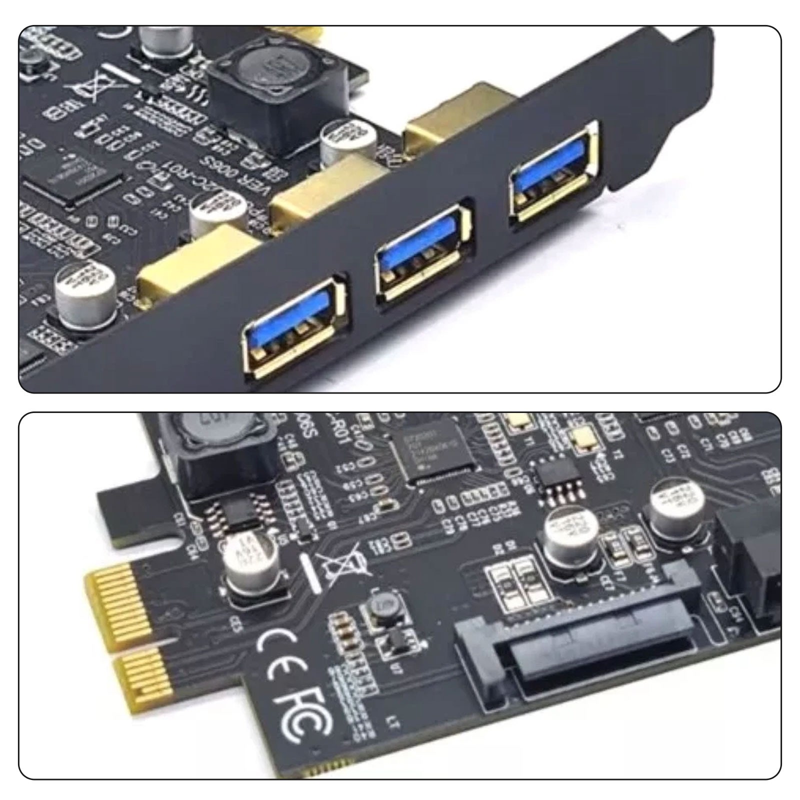 USB3.2 GEN1 PCI-E Expansion Card 5 Ports 2*Type-C 3*USB-A 19 Pin Connector 5Gb31