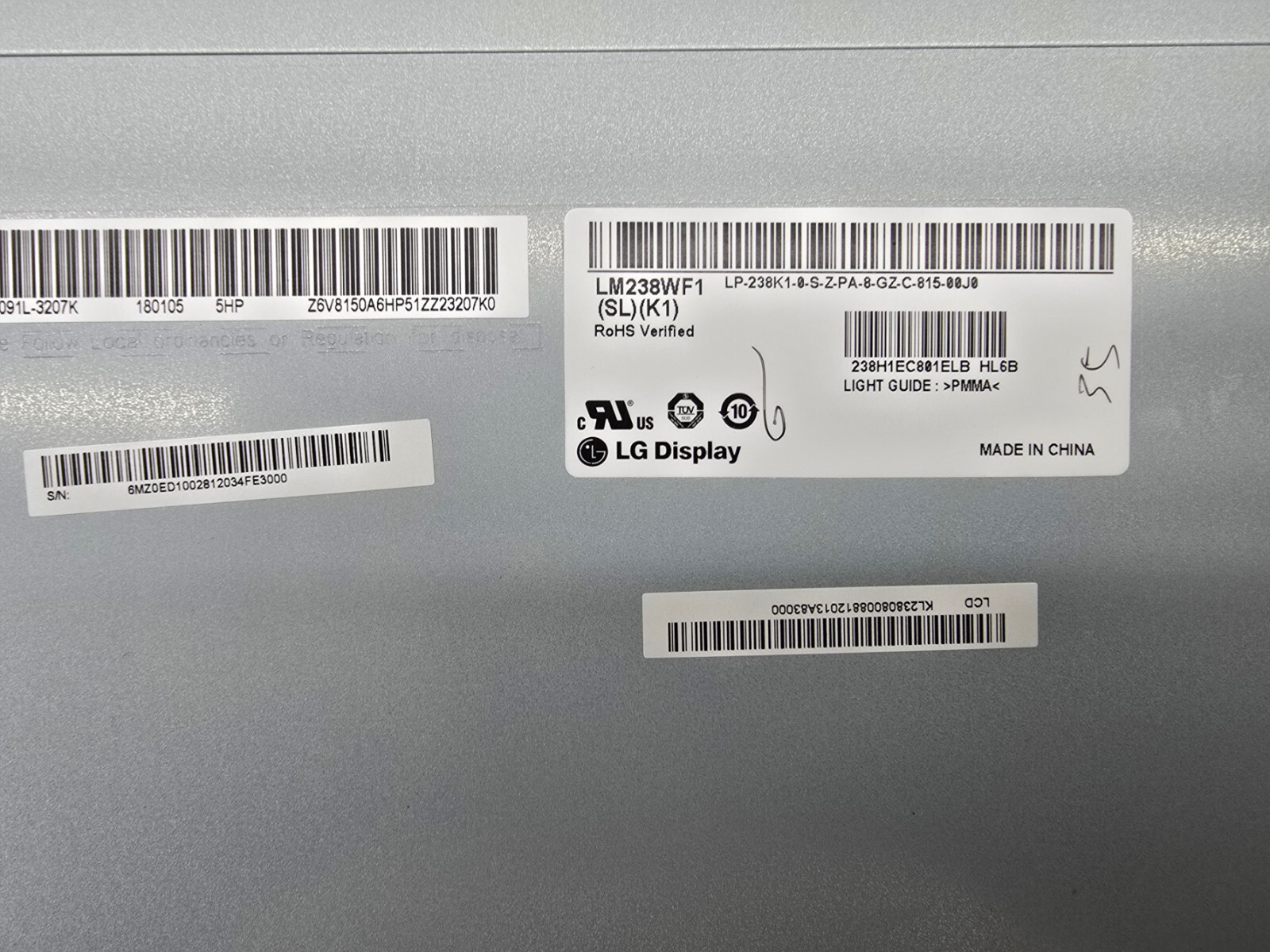 LG Display 23.8″ Full-HD 1920×1080 LCD 2MP8W PV92P LM238WF1(SL)(K1) 30 Pin Gd A