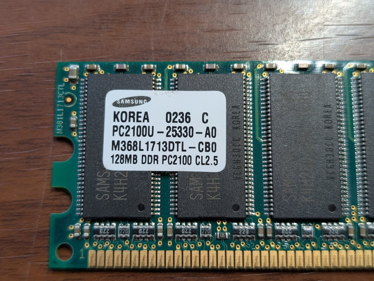 SAMSUNG M368L1713DTL-CB0 128MB DDR PC2100 CL2.5 RAM Module
