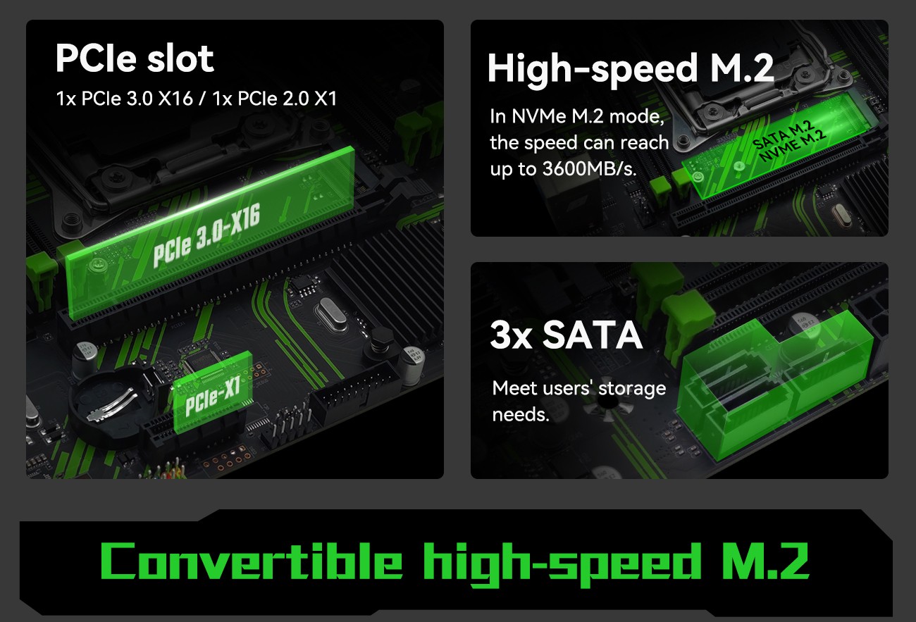 X99 PR9 Motherboard DDR4 RAM SATA M.2 NVME M.2 LGA 2011-3 for Xeon E5 V3 V4 CPU
