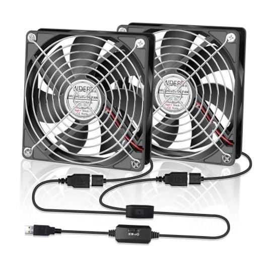 120mm Computer Case 5V USB Powered Fan, Small Silent Flat 2 in 1-12025-USB