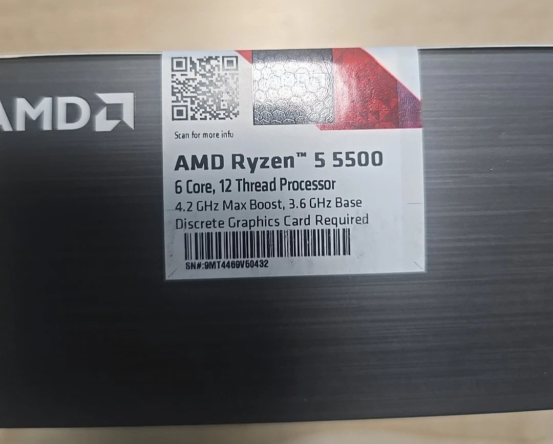 AMD Ryzen 5 5500 6-Core 3.6GHz Socket AM4 65W CPU Desktop CPU & cooling fan