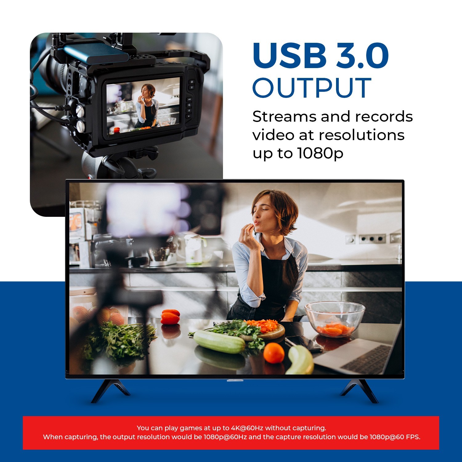 4K HDMI to USB 3.0 Video Capture Card (Loop, Mic, Headphones) (VC-1080)