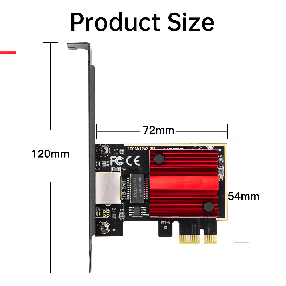 2.5G PCIe x1 Ethernet NIC RTL8125 RJ45 LAN Card Low Profile Bracket Desktop NAS
