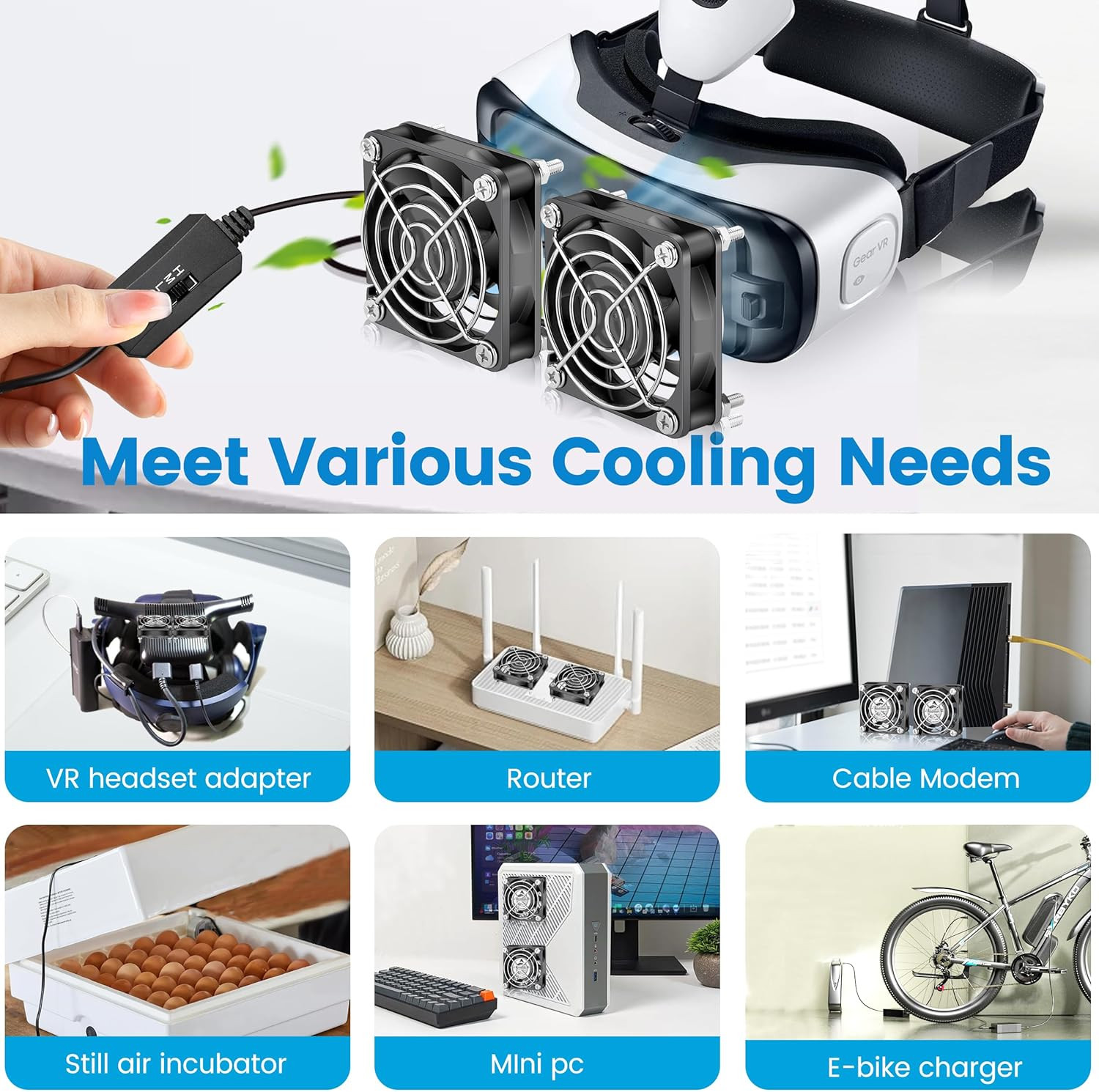 GDSTIME 2-Pack 60Mm X 15Mm USB Fan with 3 Speed Control, 5V Brushless DC Cooling