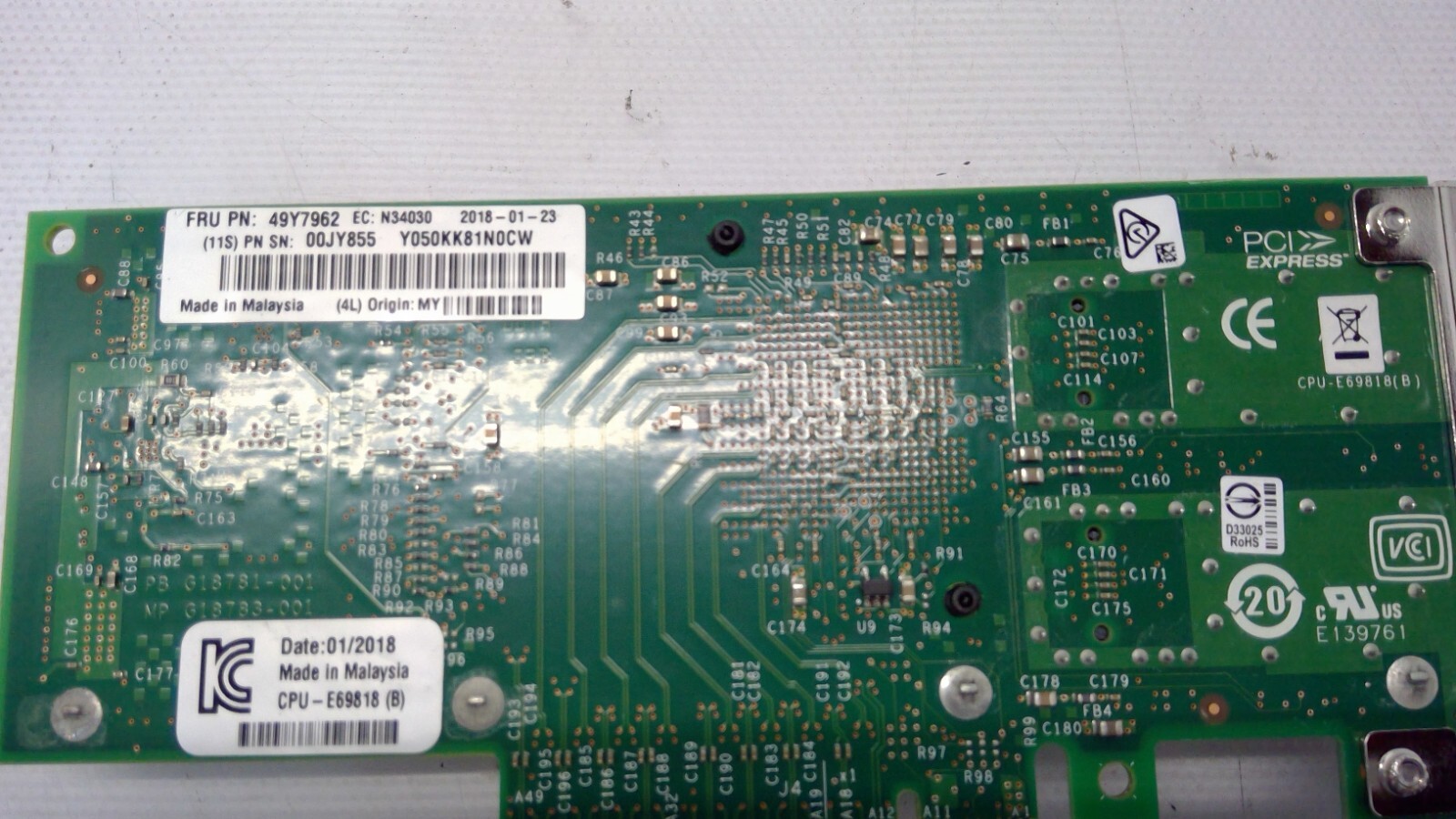 IBM Intel 49Y7962 X520-DA2 SFP+ Server Network Adapter Card (2SFP) LOW