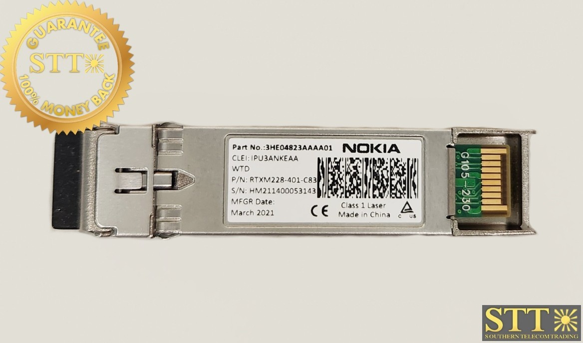 3HE04823AA NOKIA SFP+ 10 GIGABIT LR-LC OPTICAL TRANSCEIVER IPU3ANKEAA