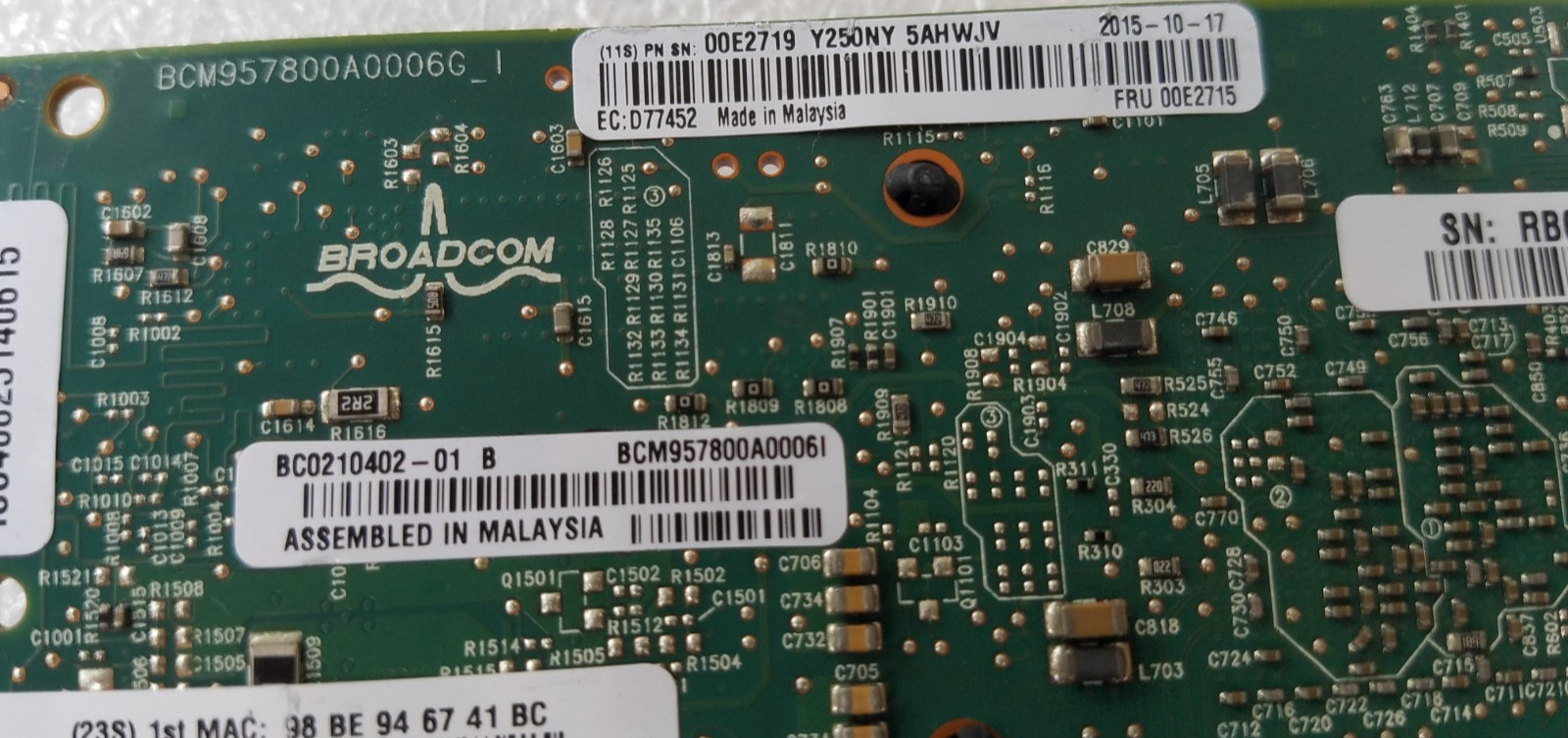 IBM 00E2719 4-Port 10Gb SFP+ 1Gb SR RJ45 Ethernet Copper Adapter PCIe Card