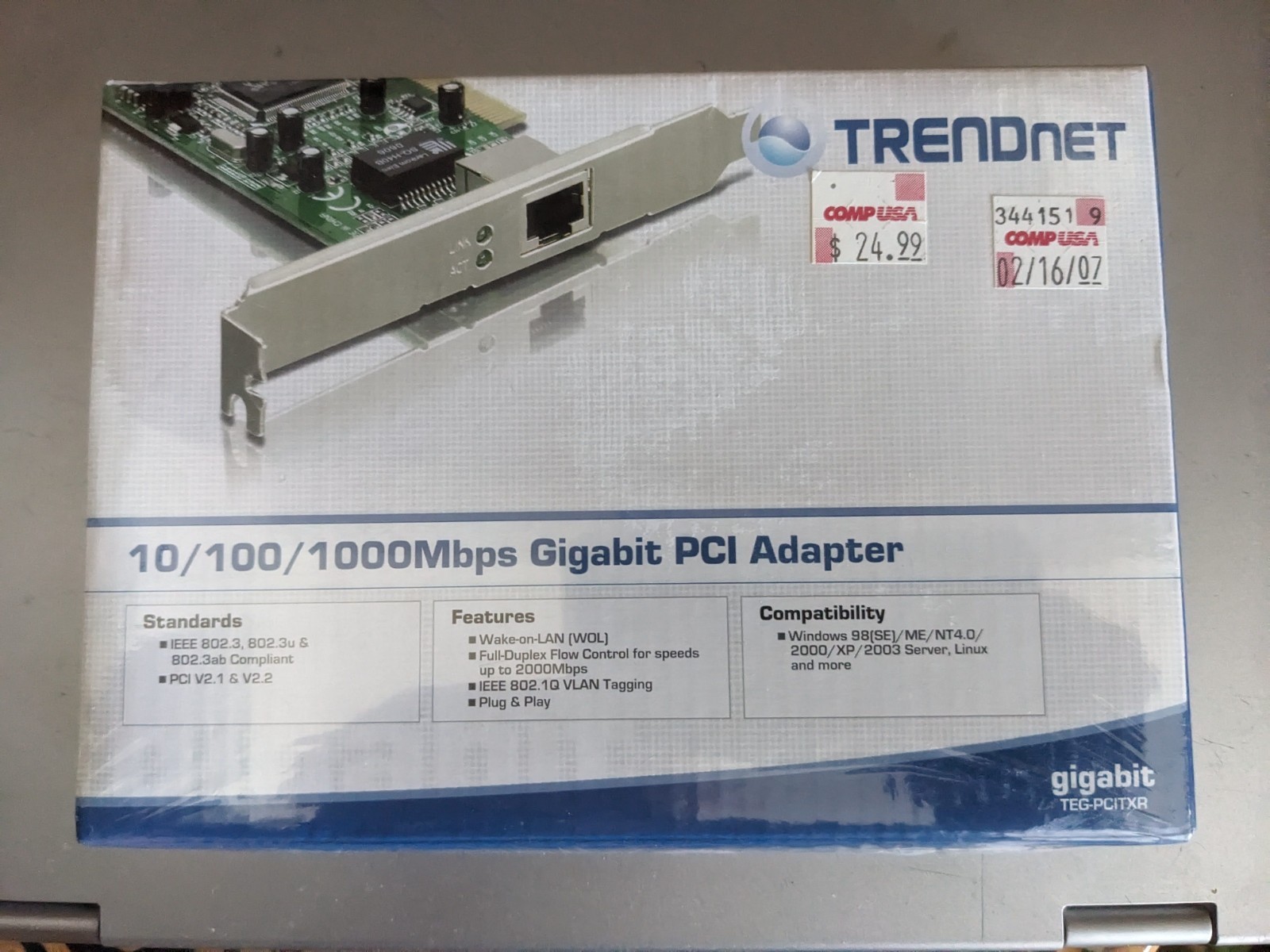 Trendnet 10/100/1000 Mbps Gigabit PCI Adapter – NEW IN BOX/Plastic