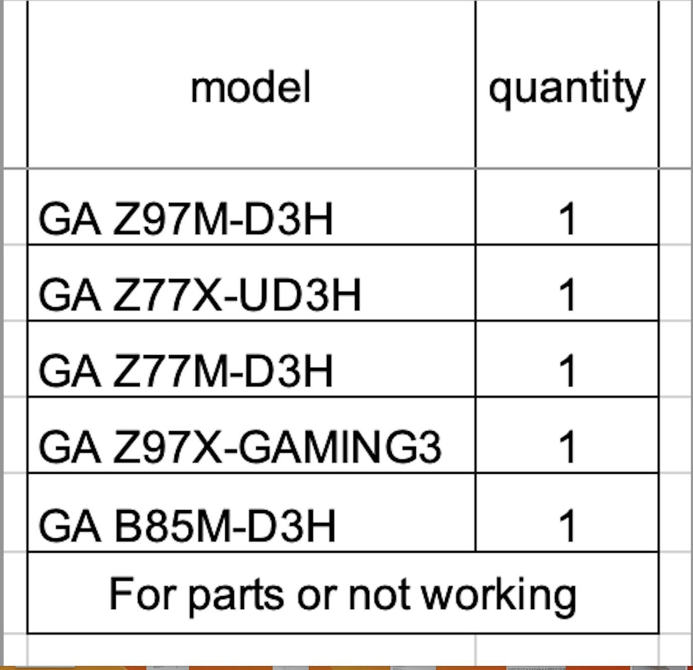 No returns accepted. 5PC GA Z97M-D3H Z77X-UD3H Z77M-D3H Z97X-GAMING3 B85M-D3H MB