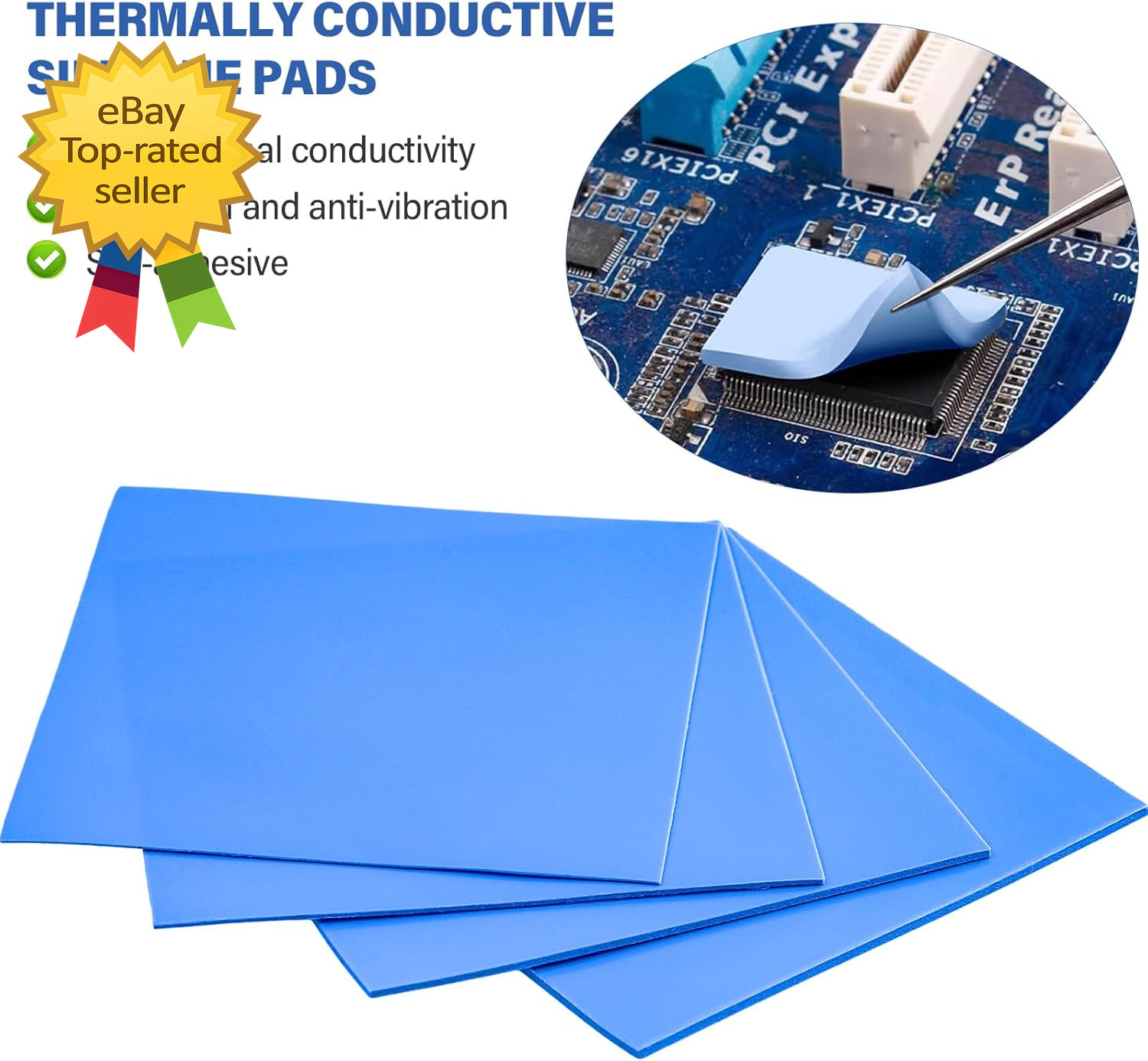4 Pieces Silicone Thermal Pads 100x100mm Heat Conductive Pads CPU GPU SSD IC LED