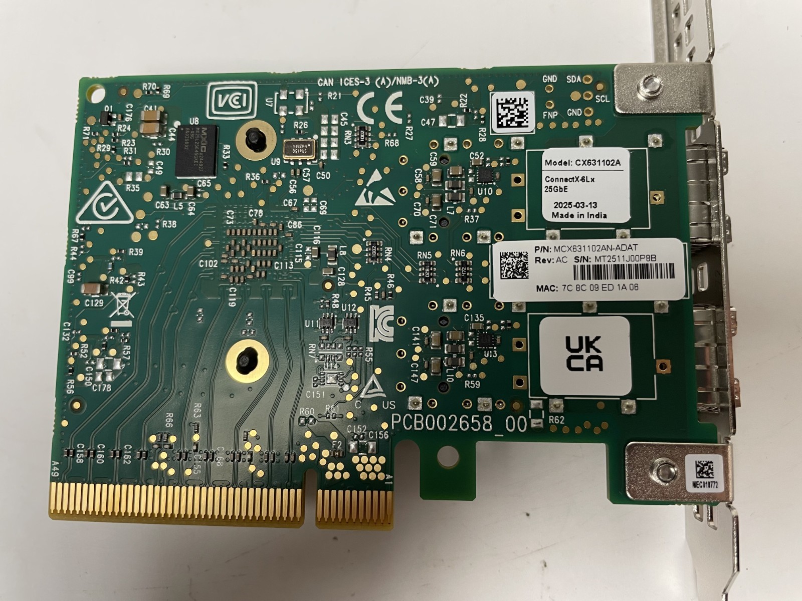 Mellanox MCX631102AN-ADAT ConnectX-6 10/25Gb SFP28 PCI CX631102A Network Card