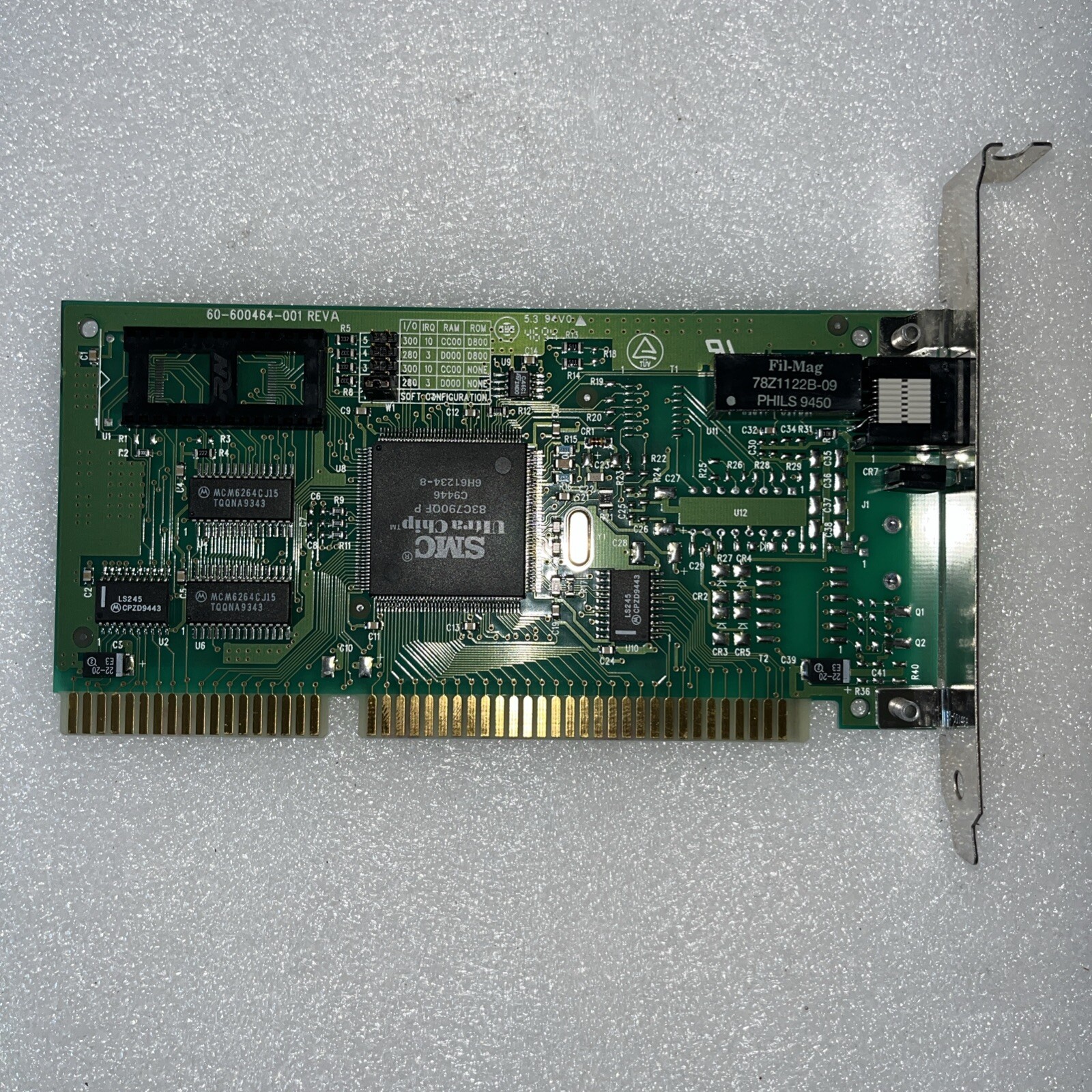 SMC RJ45 10Base-T 60-600464-001 ISA Ethernet Lan Network Adapter Card (in Box)