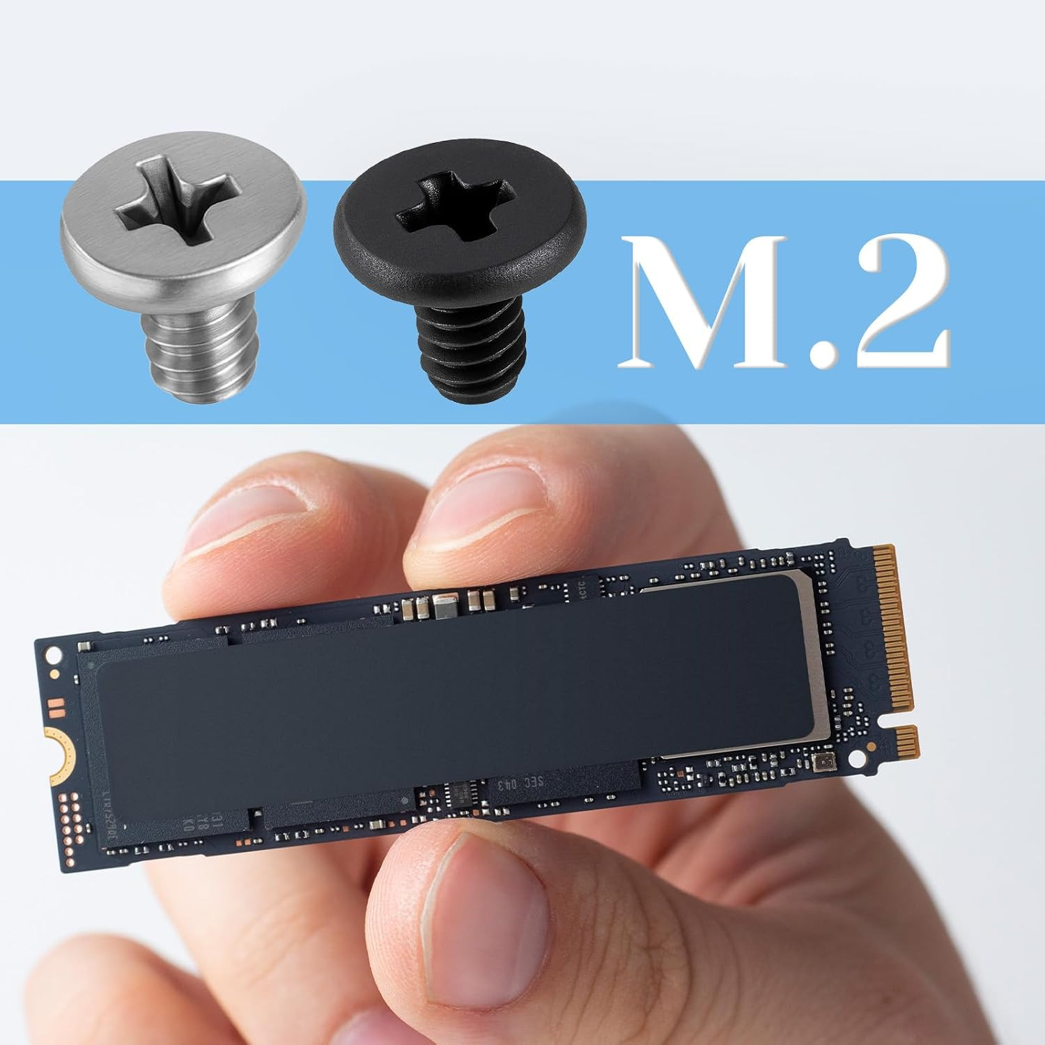 50 PCS M2 SSD Mounting Screws Kit Laptop NVMe M2 2280 Screw Set with Tool Black