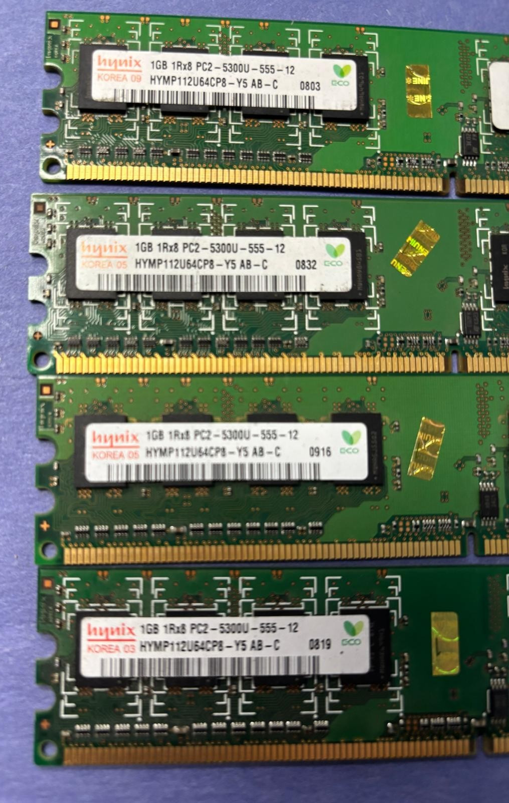 🟣Hynix 4GB (4X1GB) 1Rx8 PC2-5300U RAM MEMORY HYMP112U64CP8-Y5