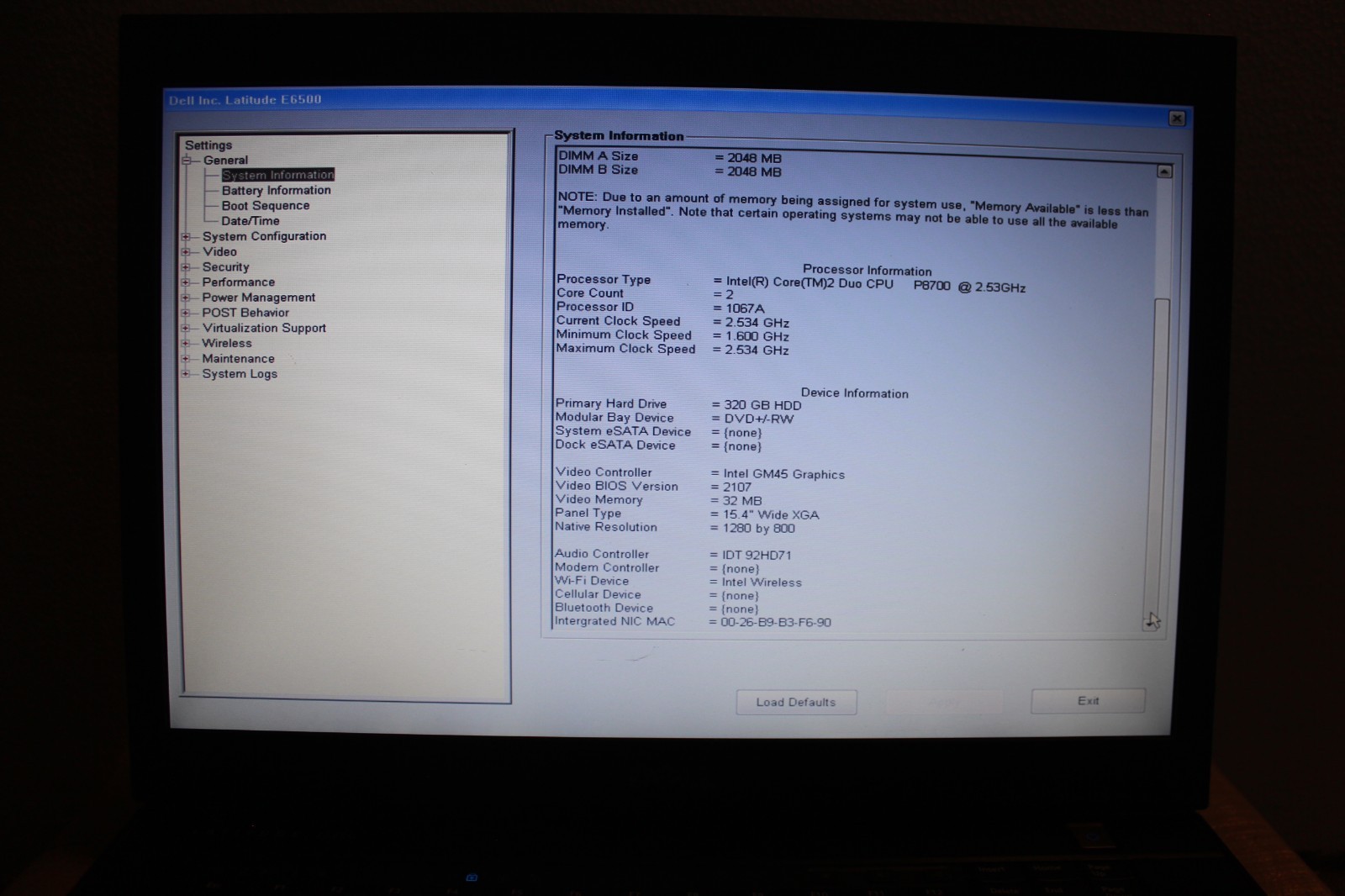 LCD Screen (Dell E6500 ) – COMPLETE ASSEMBLY – WXGA WUXGA