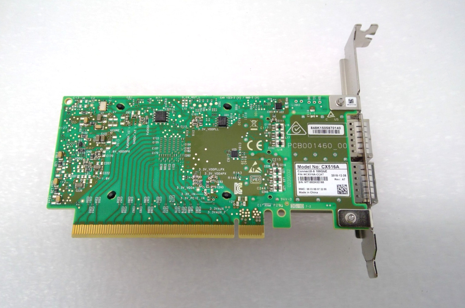 Mellanox MCX516A-CCAT ConnectX-5 EN 100GbE Dual Port QSFP28 PCIe 3.0 x16 NIC