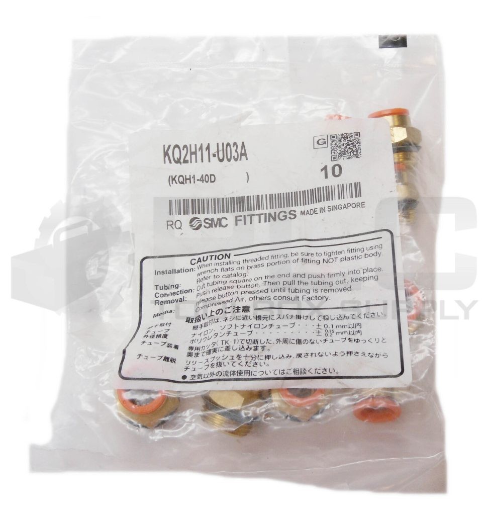 SEALED NEW BAG OF 10 SMC KQ2H11-U03A FITTINGS 3/8″OD KQH1-40D