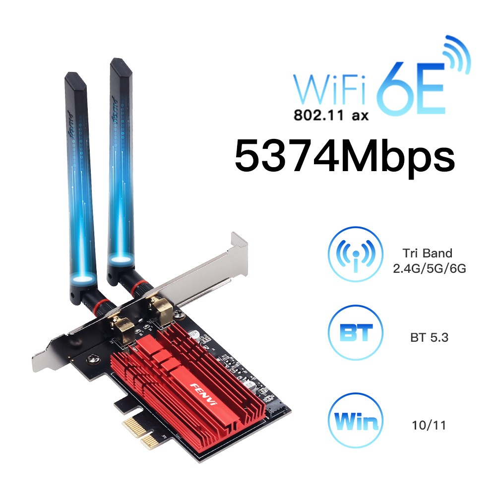 AX210 PCI-E WiFi 6E Tri-band Bluetooth 5.3 5400Mpbs Wireless Adapter Wifi Card