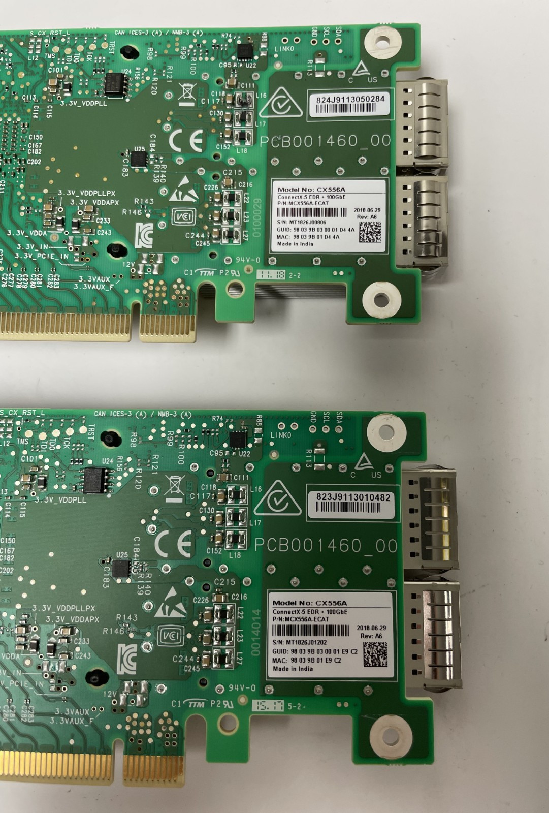 Lot of 2 Mellanox ConnectX-5 CX556A MCX556A-ECAT Adapter No Bracket Parts *READ