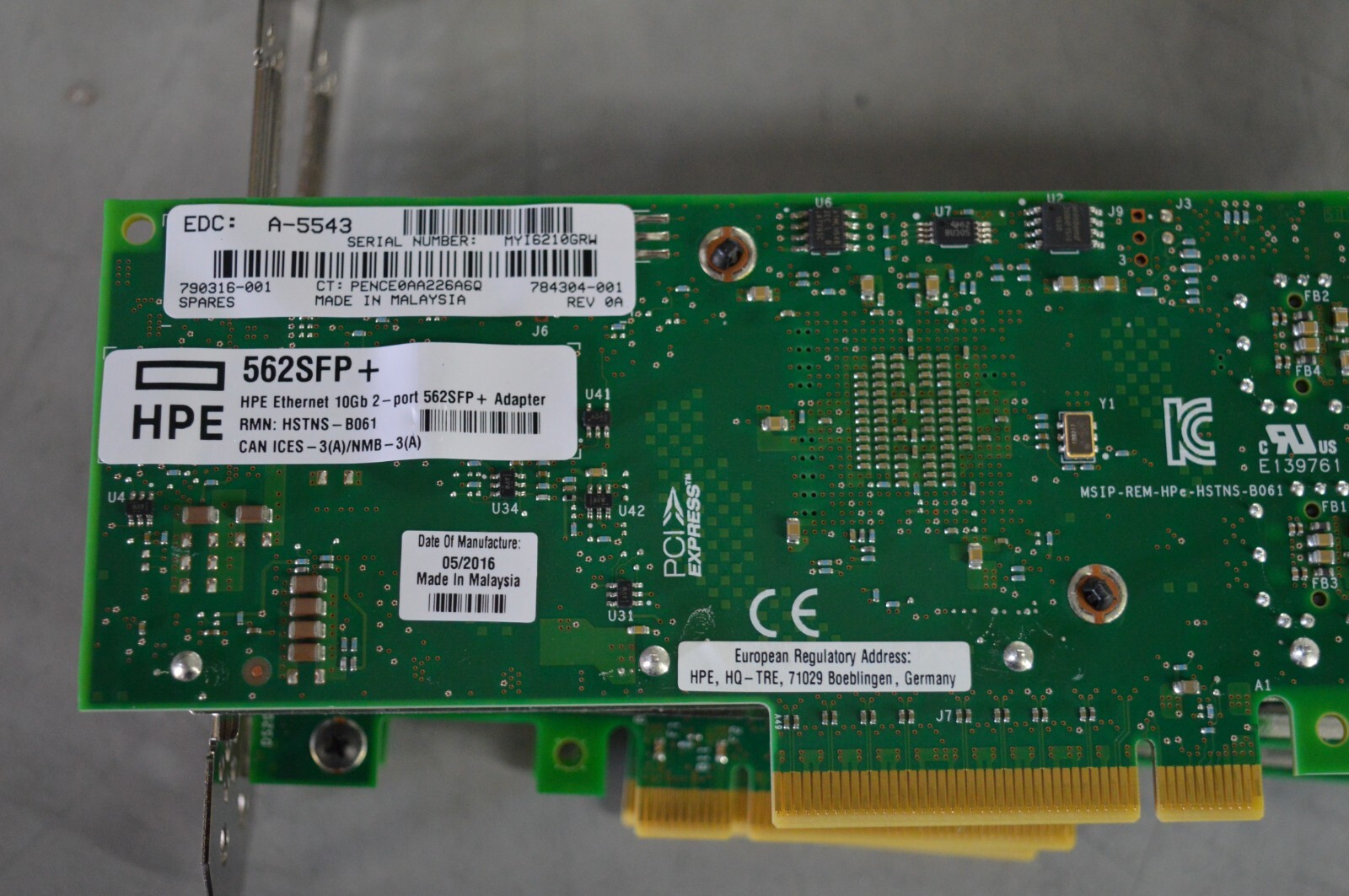 HPE 784304-001 790316-001 REV: 0A Ethernet 10Gb 2-port 562SFP+ Adapter