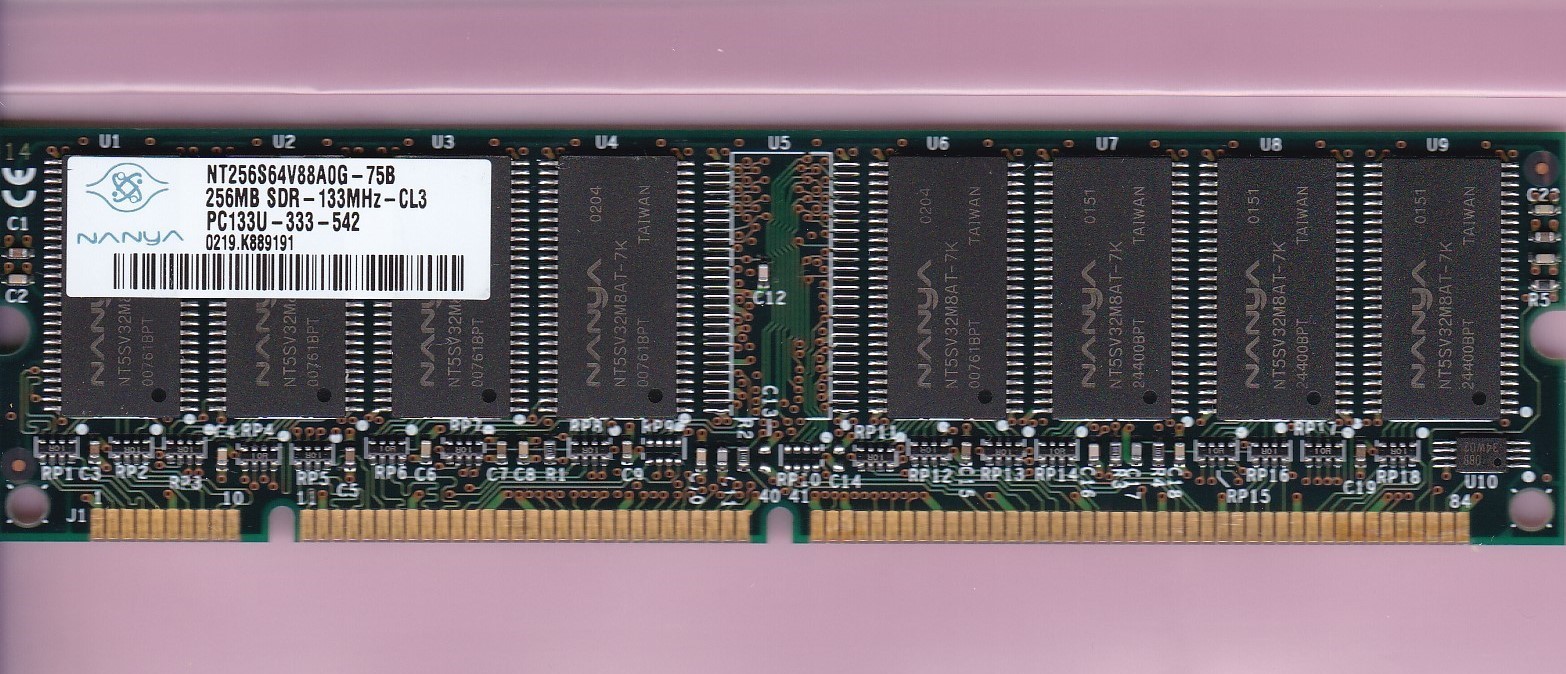 256MB PC133 NANYA NT256S64V88A0G-75B Single Rank Ram Memory STICK PC-133 SDRAM