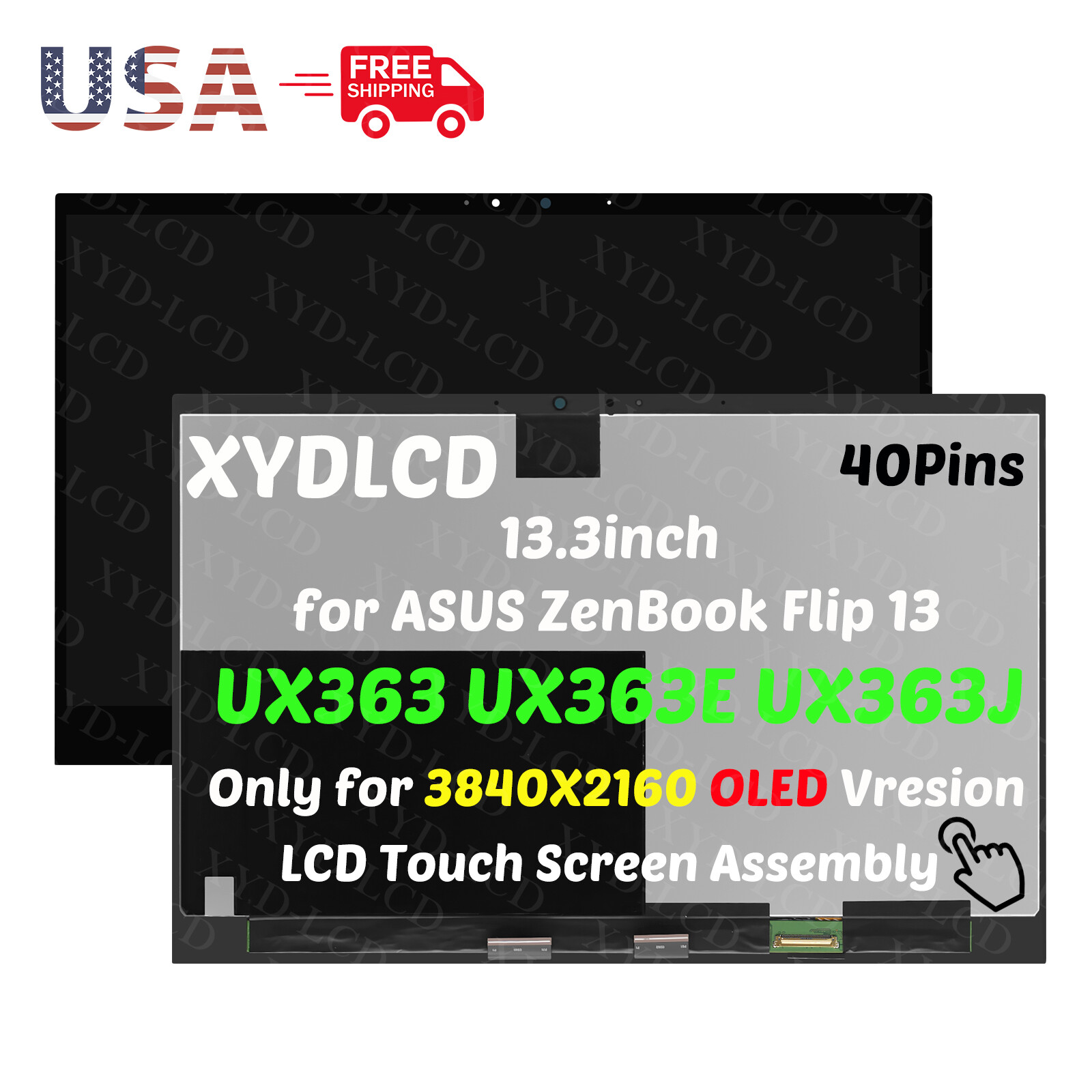 for ASUS ZenBook Flip 13 UX363 90NB0RZ2-R22002 UHD OLED LCD TouchScreen Assembly