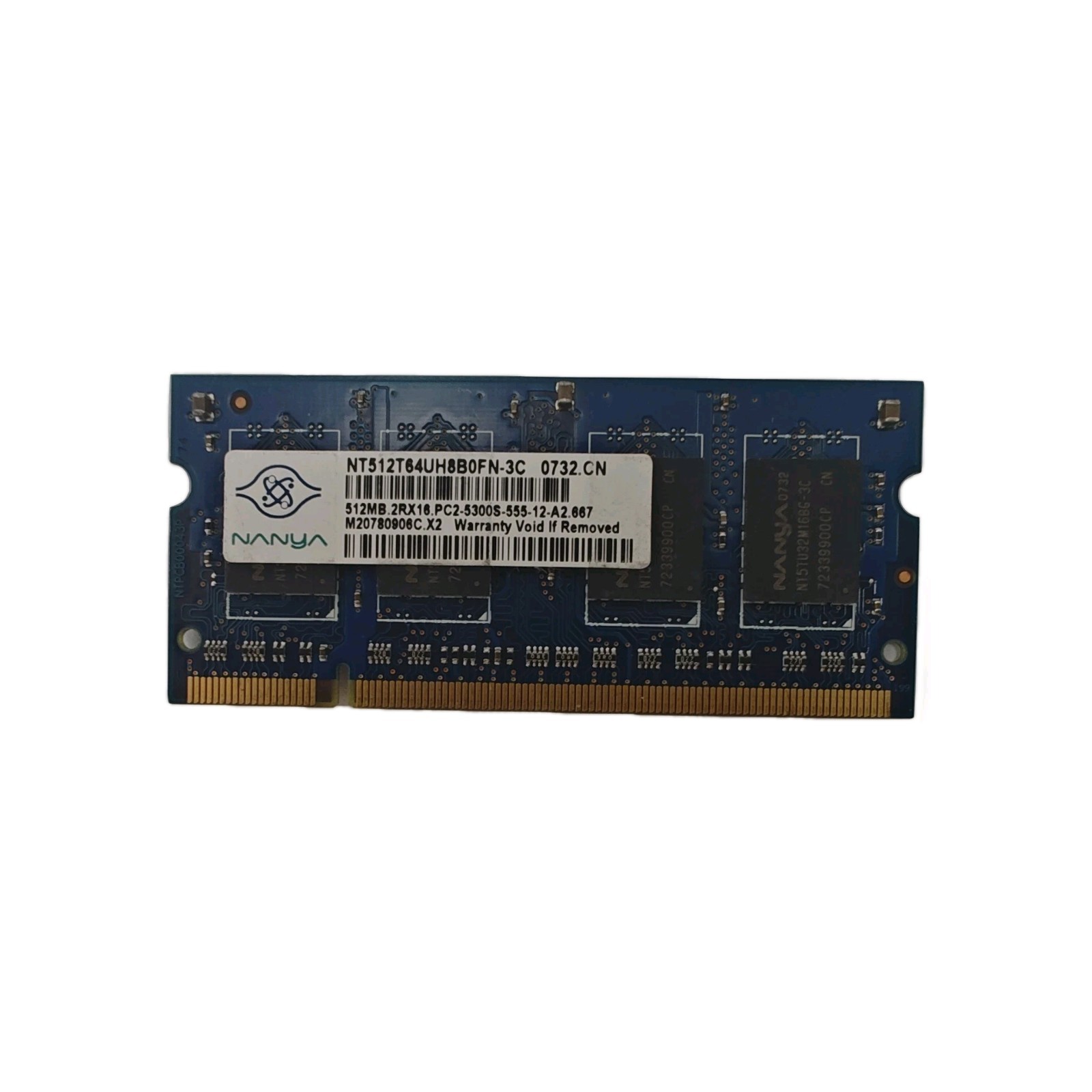 NANYA 512MB LAPTOP MEMORY RAM PC25300 NT512T64UH8B0FN-3C DDR SDRAM Untested