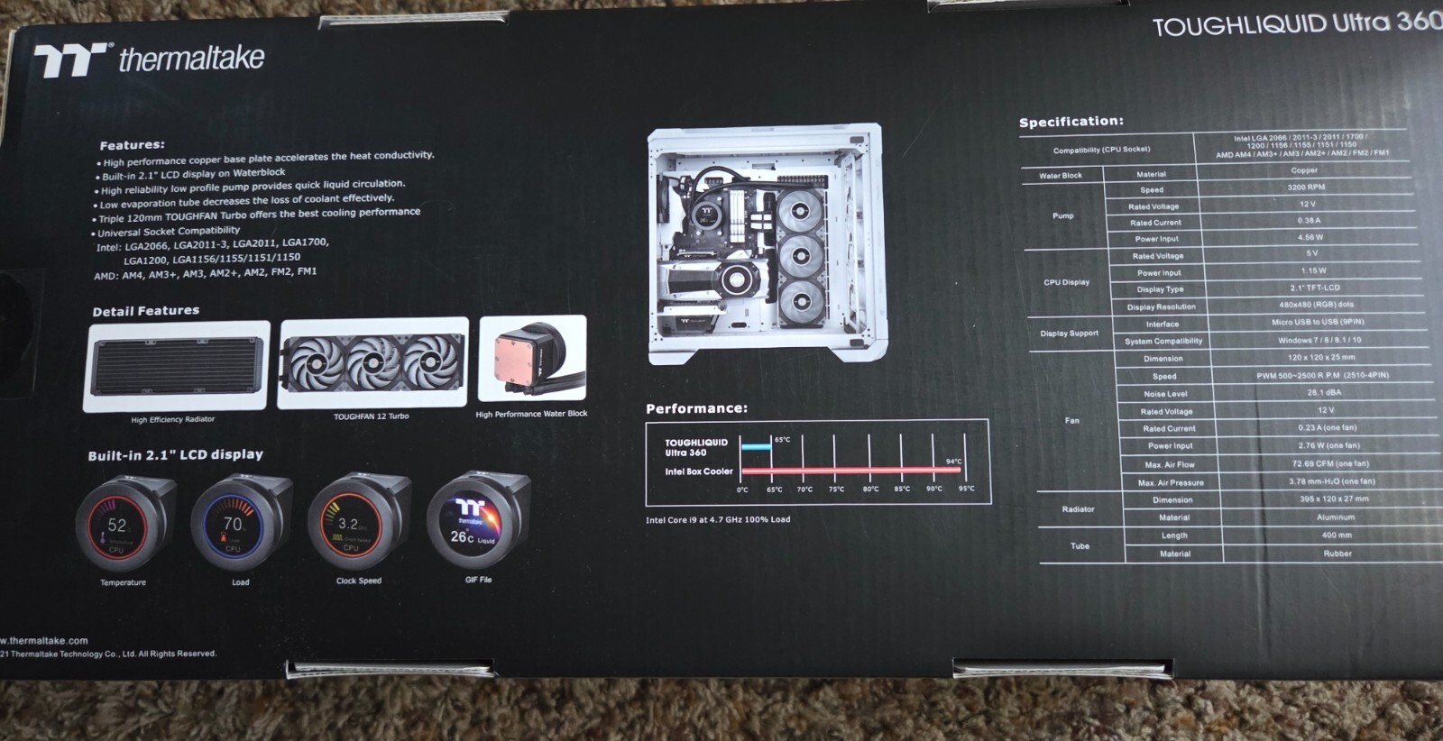 Thermaltake Toughliquid Ultra 360 AIO Liquid Cooler W323-PL 12GM-B